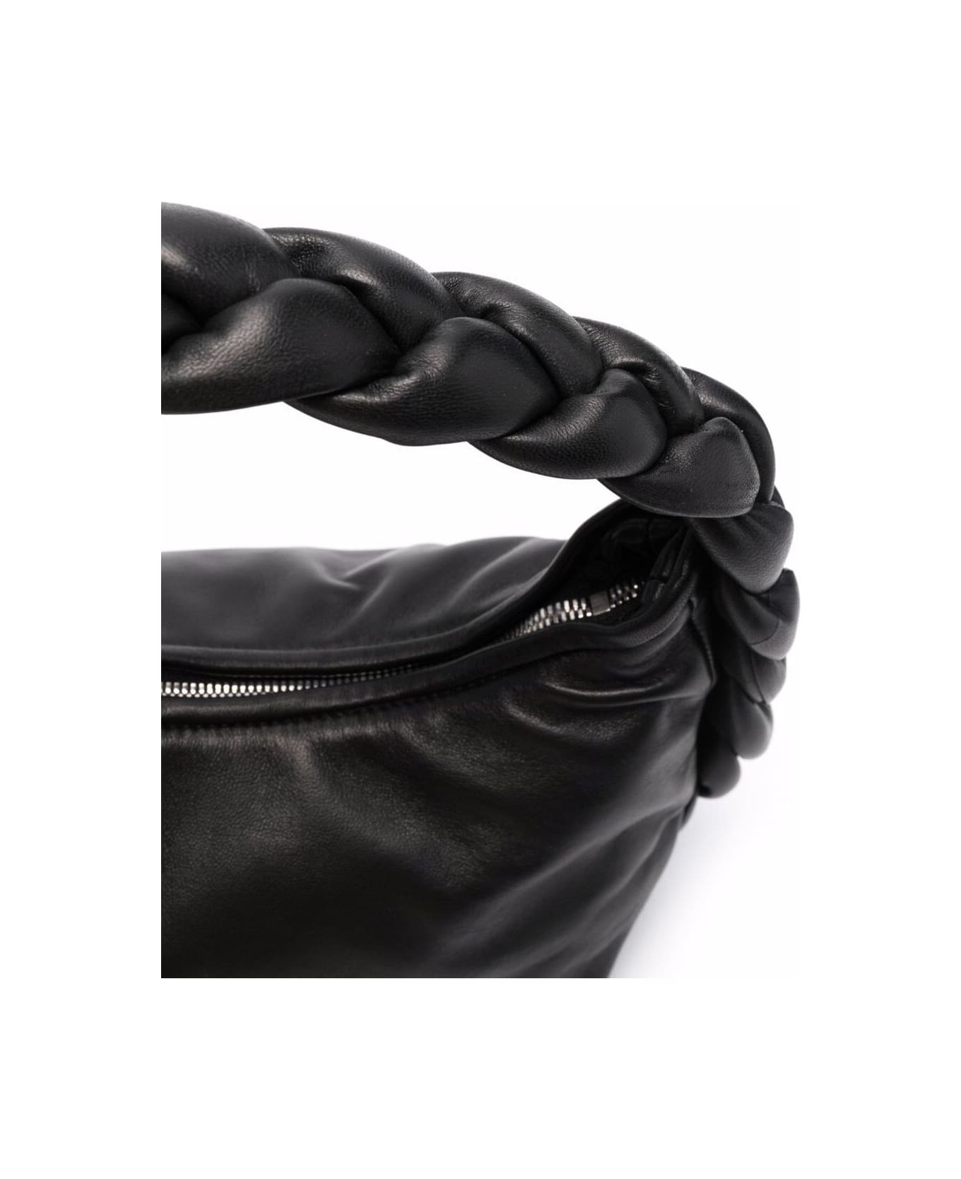 Hereu 'espiga' Black Braided Handle Tote In Leather Woman Hereu - Black