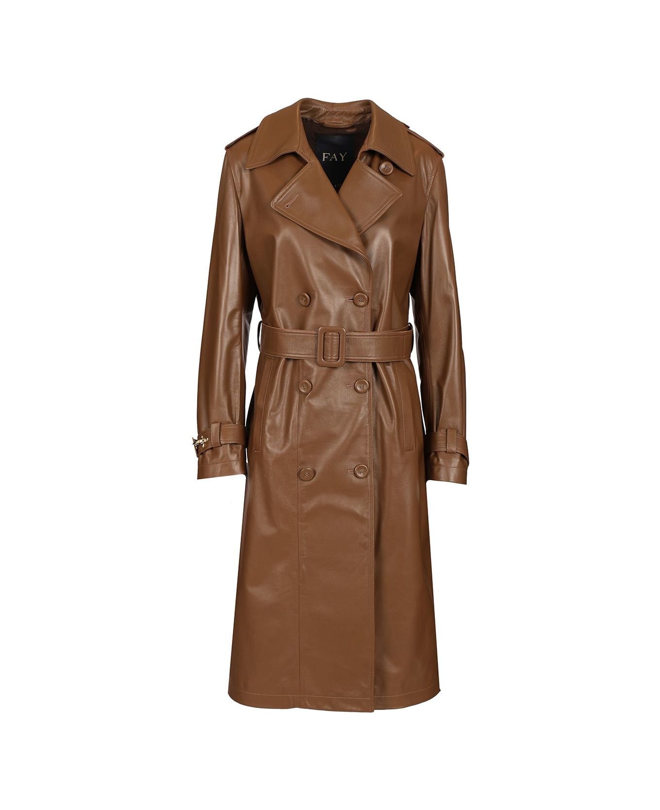 Fay Double-breasted Trench Coat - Brown