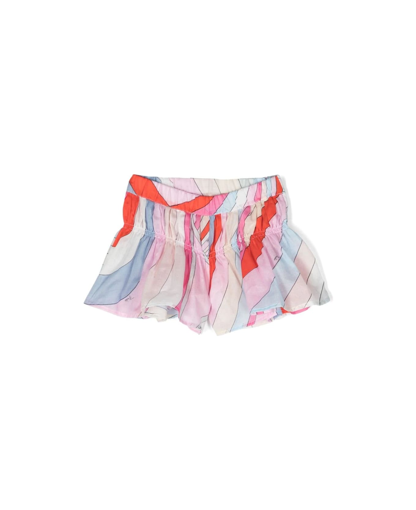 Pucci Flared Shorts With Light Blue/multicolour Iride Print - Blue