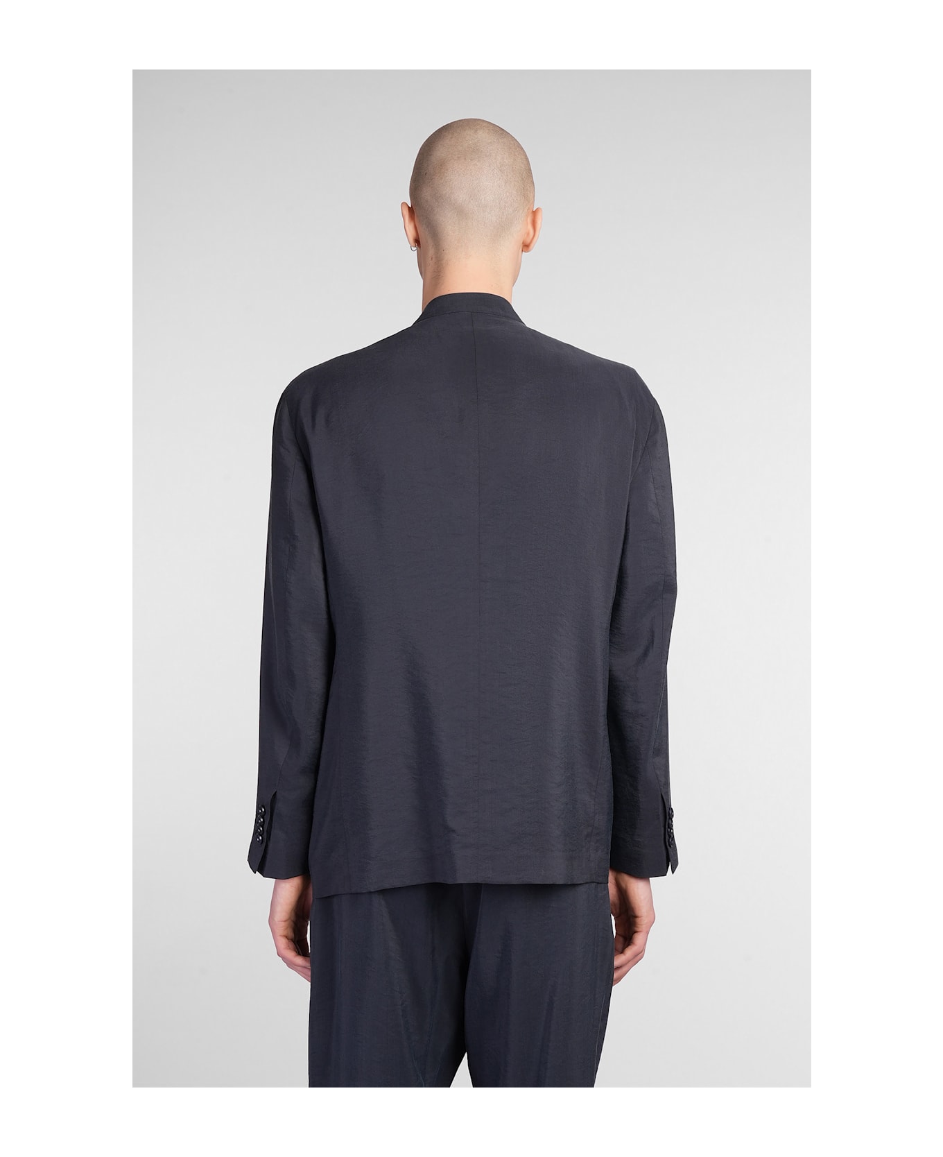Giorgio Armani Blazer In Blue Silk - blue