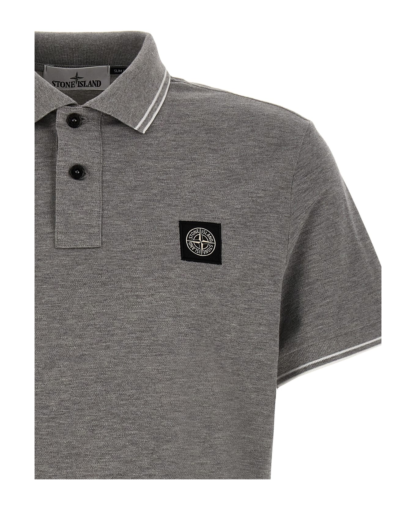 Stone Island Logo Patch Polo Shirt - Gray