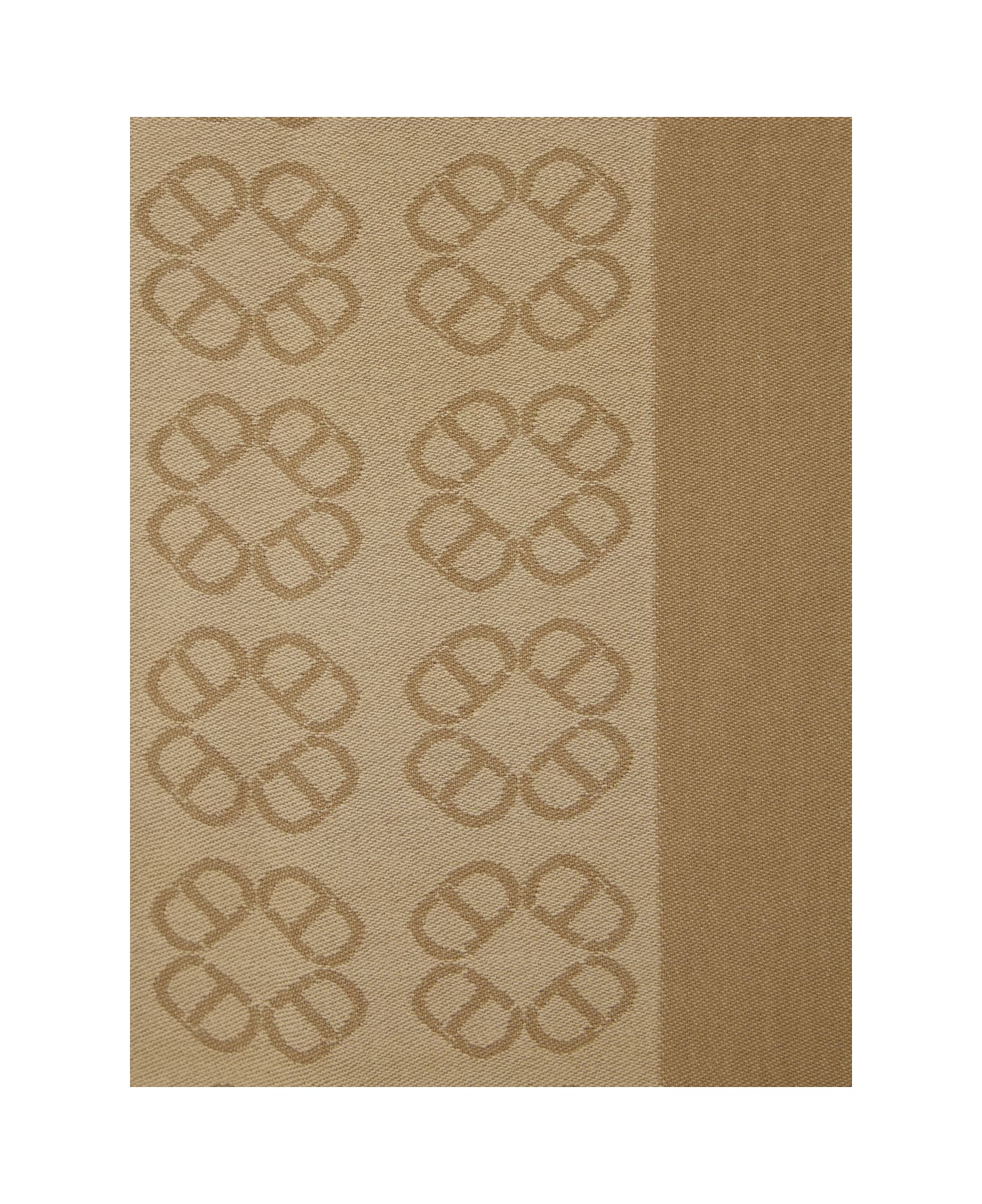 TwinSet Beige Rectangular Scarf With All-over Print And Fringed Hem In Viscose Woman - Beige
