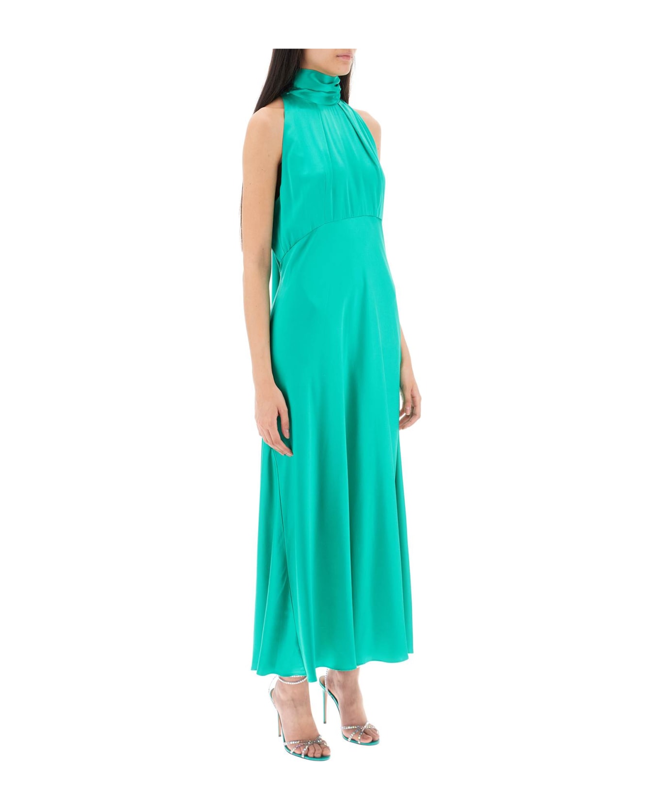 Saloni 'michelle' Satin Dress - ALOE (Green)