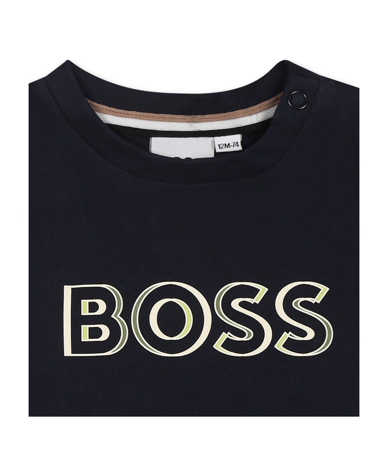 Hugo Boss Blue T-shirt For Baby Boy With Logo - Blue