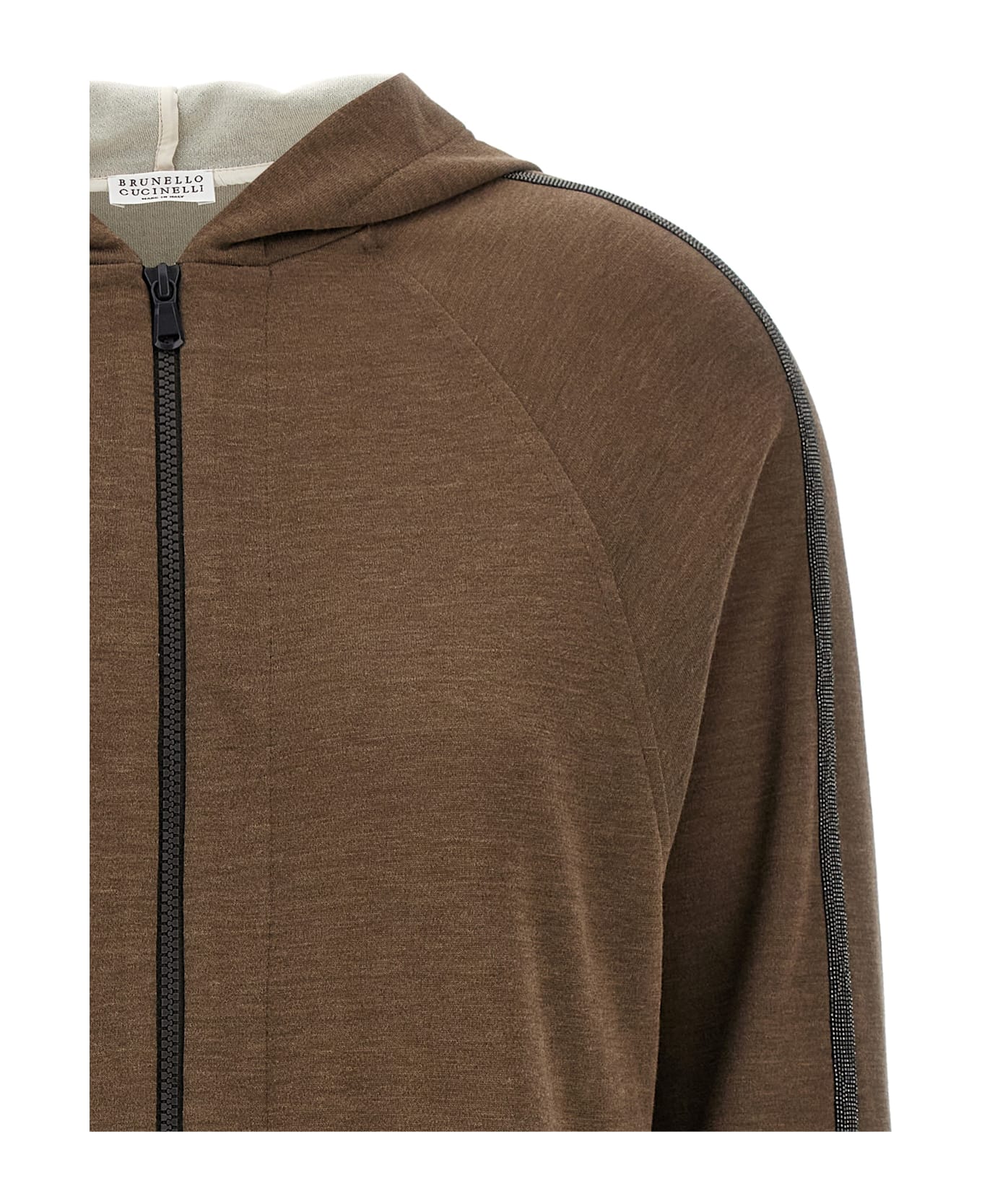Brunello Cucinelli 
shiny Trims
 Hoodie - Brown
