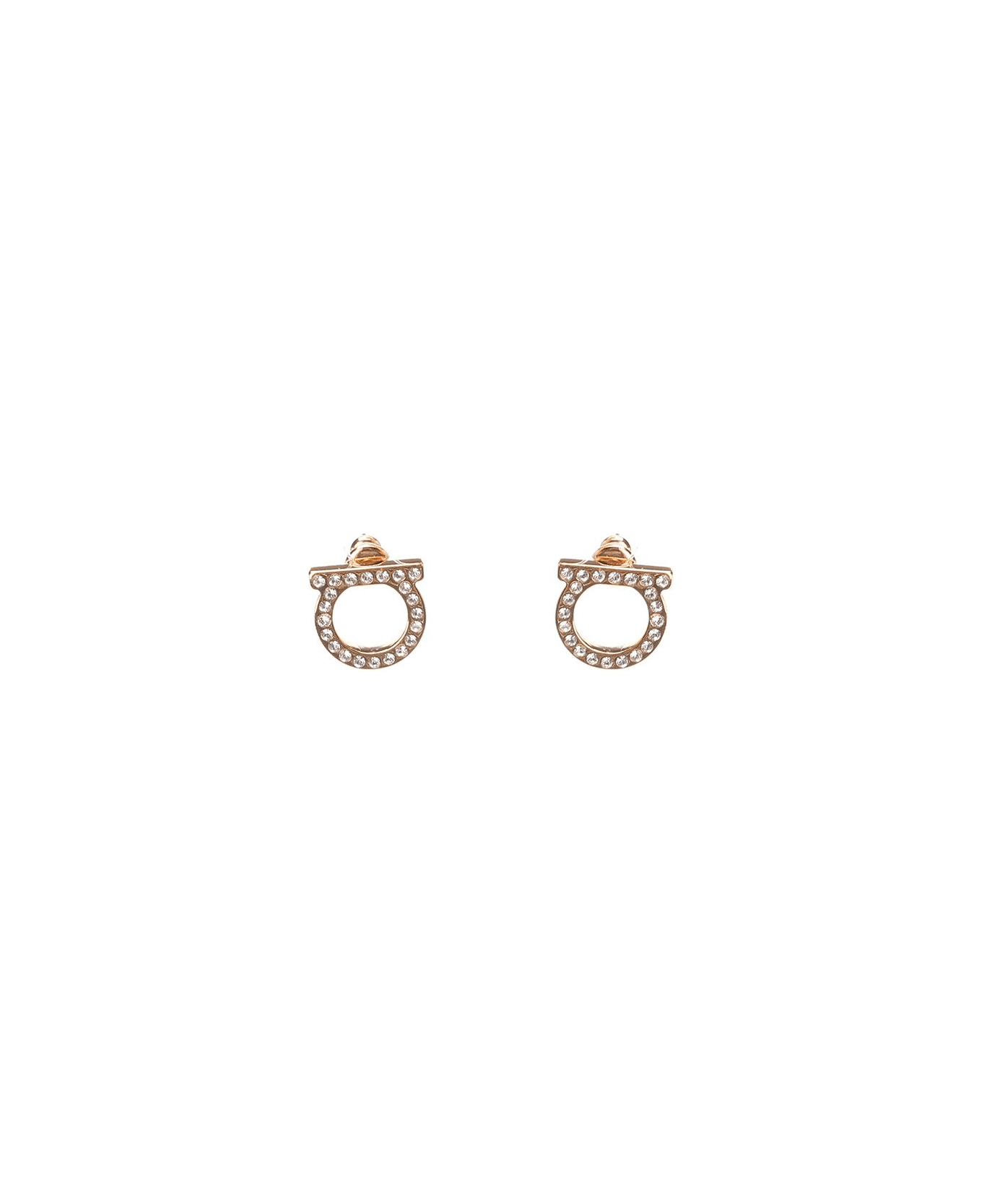 Ferragamo Gancini Crystals Large Earrings - Golden
