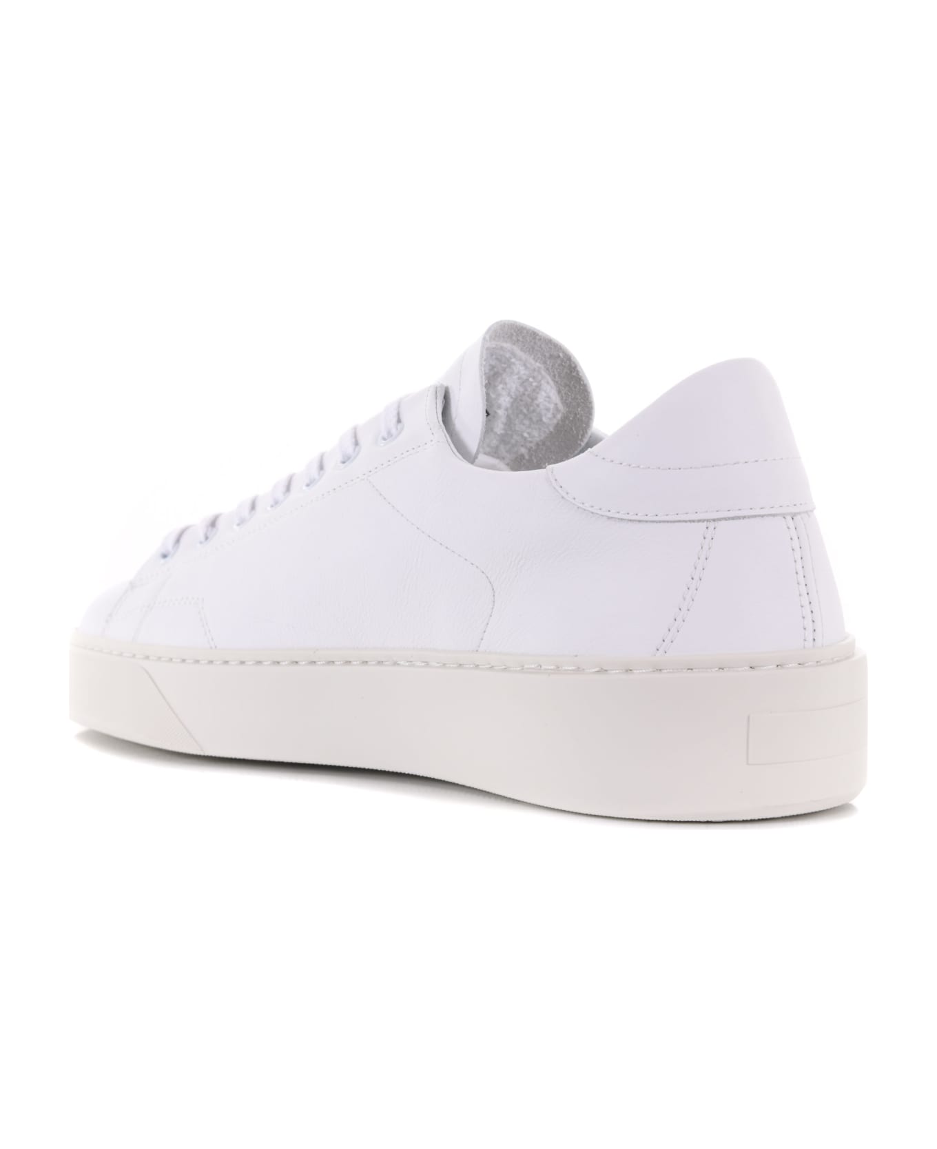 D.A.T.E. Men's Sneakers "sonica Calf" In Leather - Bianco