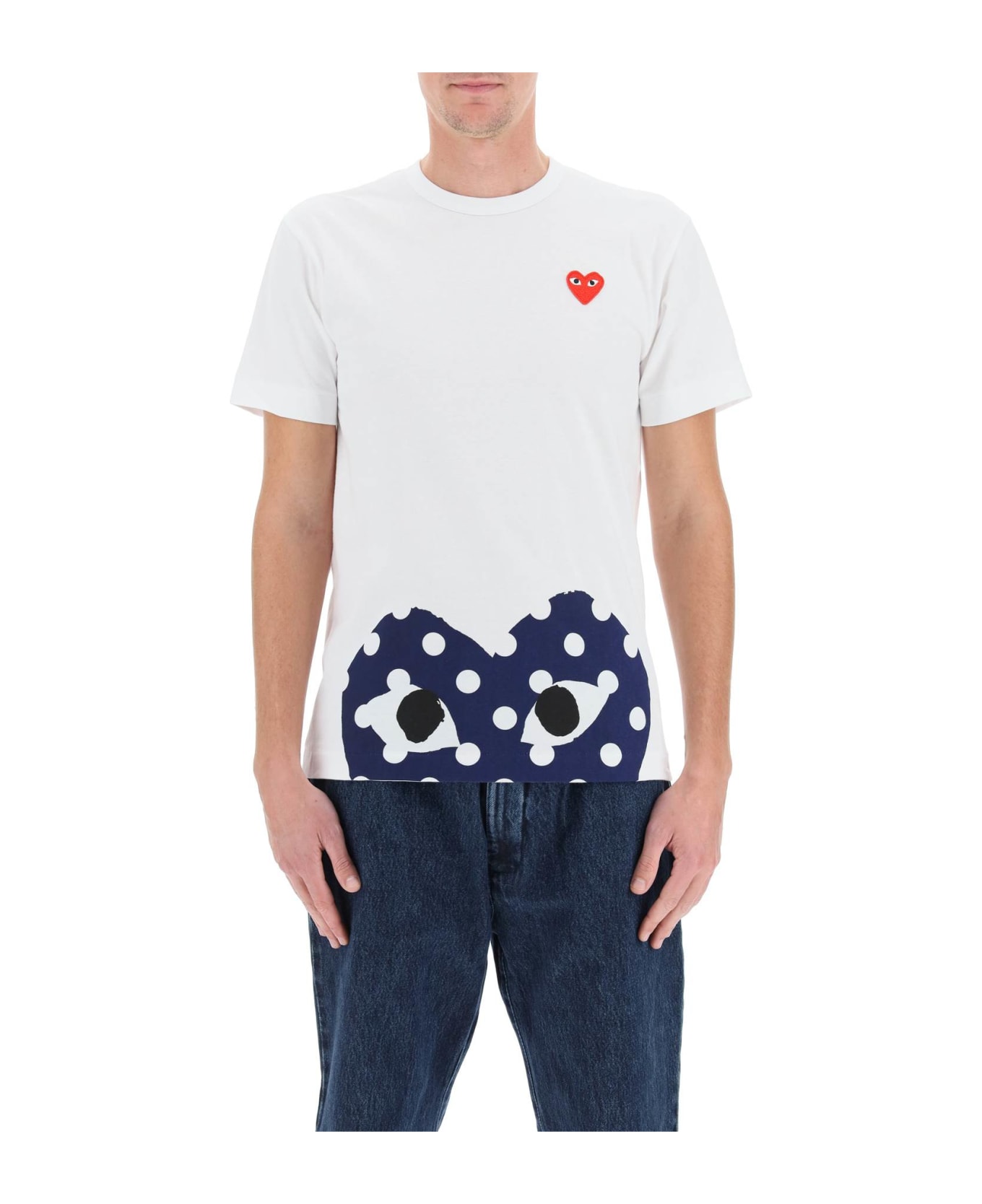 Comme des Garçons Play Heart Polka Dot T-shirt - WHITE (White)