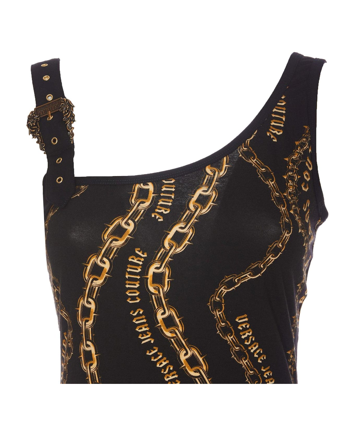 Versace Jeans Couture Chain-printed Sleeveless Top - Black