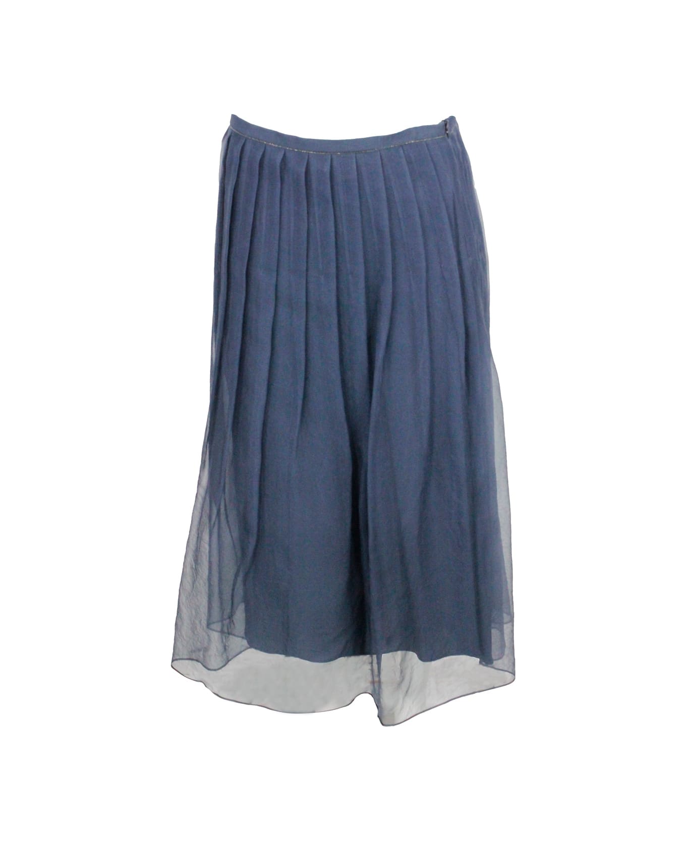 Brunello Cucinelli Long Pleated Skirt - Blu スカート