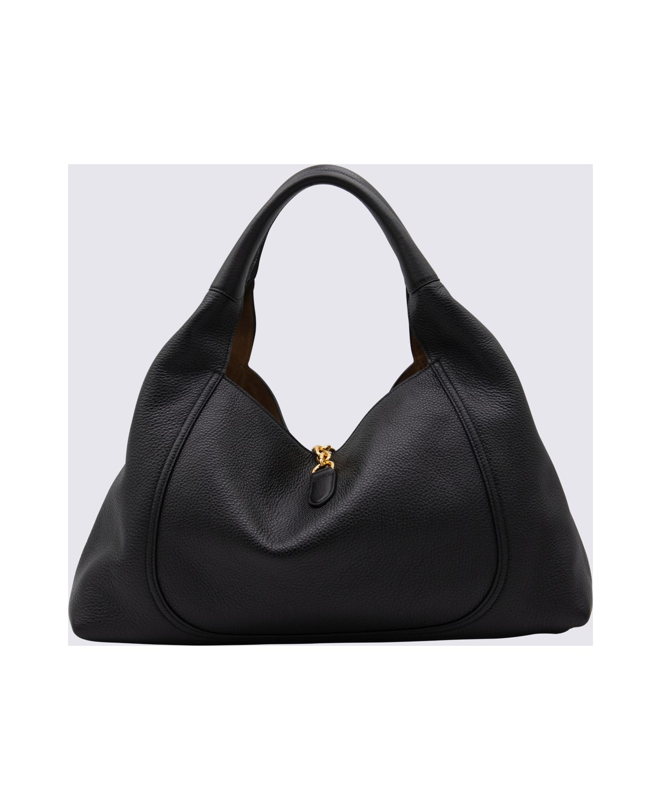Gucci Black Leather Softbit Maxi Totes