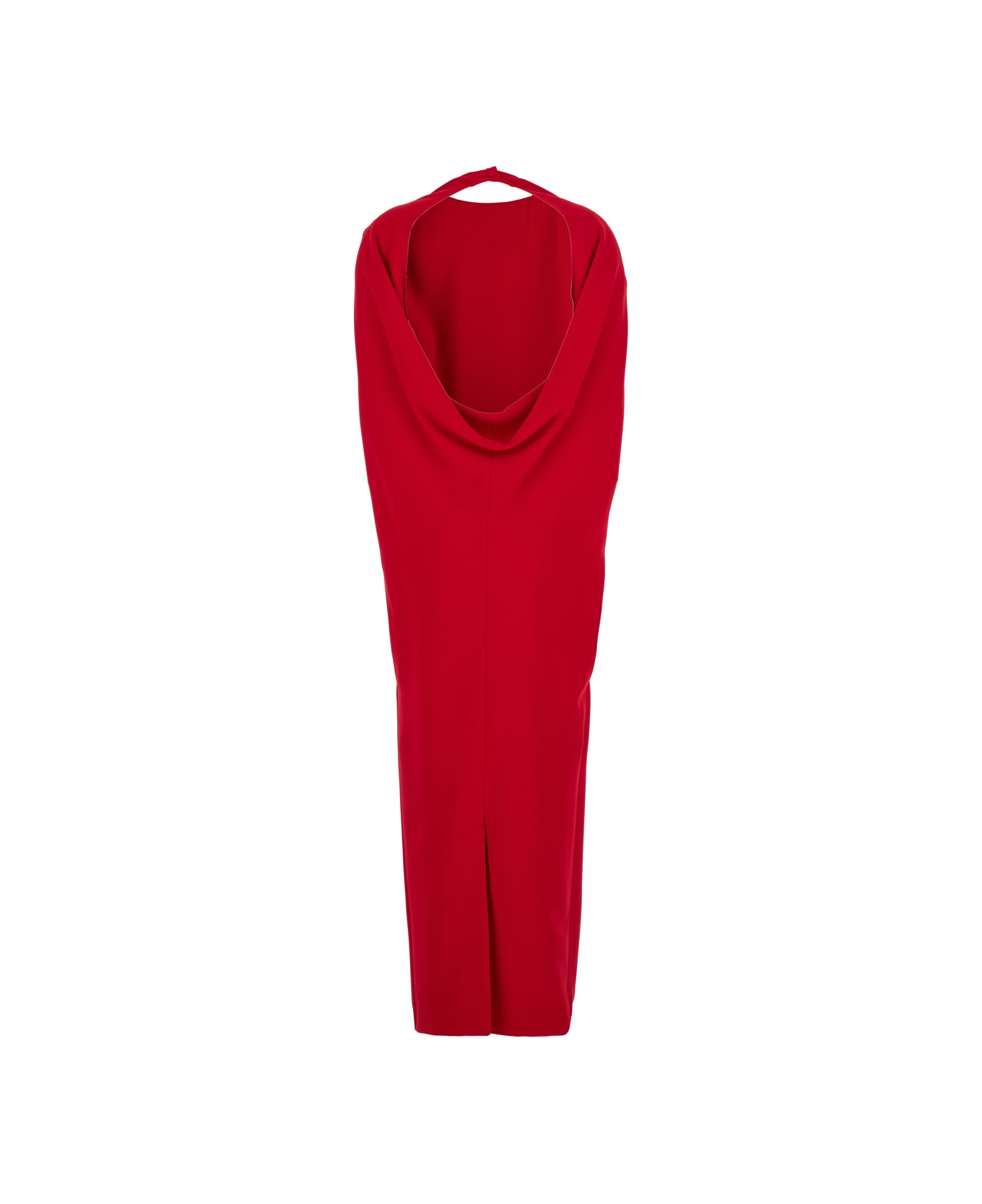 Alberta Ferretti Red Long Dress With Hooded Sleeves And Cut Out On The Back In Fabric Woman - Red