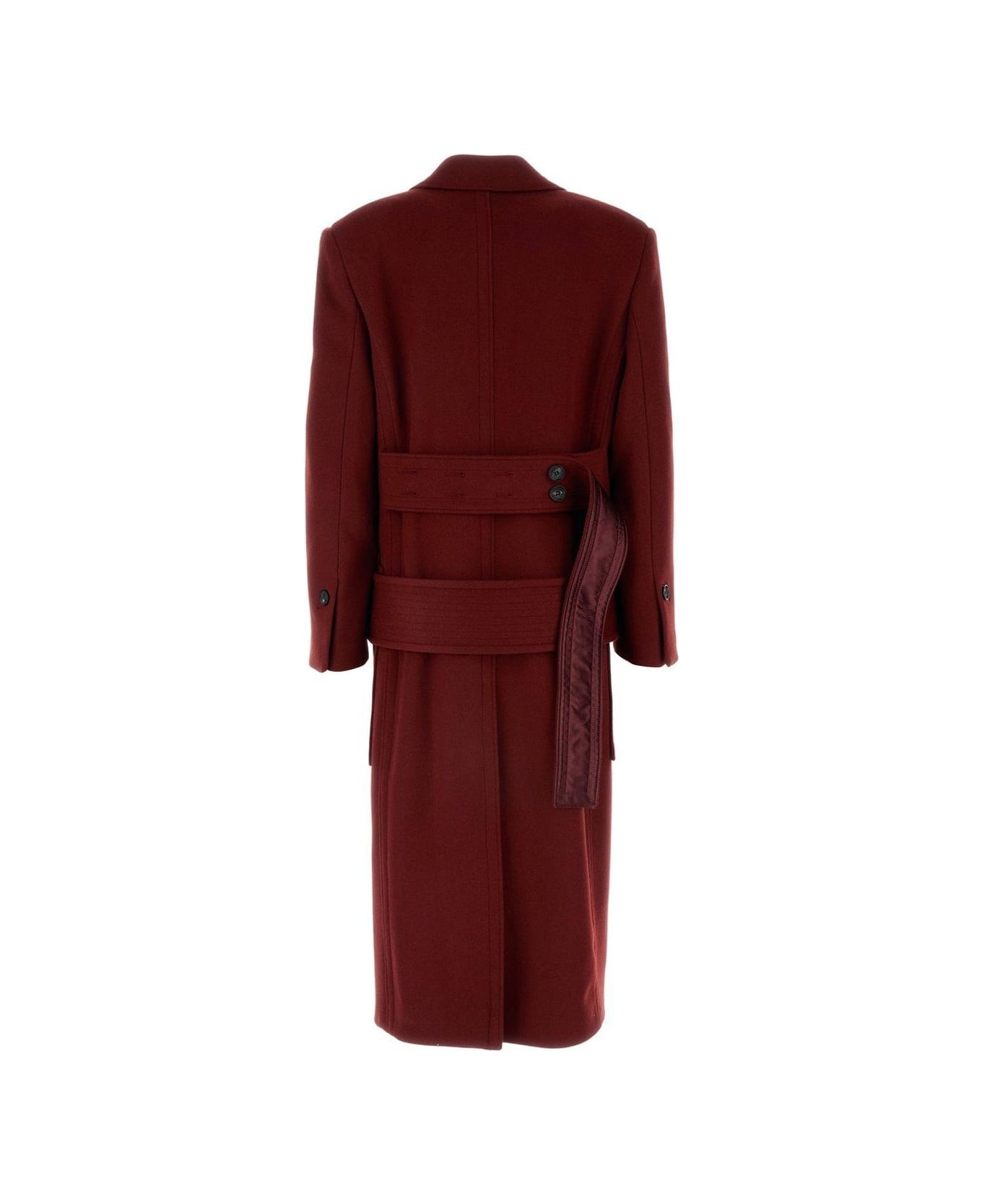 Ferragamo Single Breasted Belted Waist Coat - RED