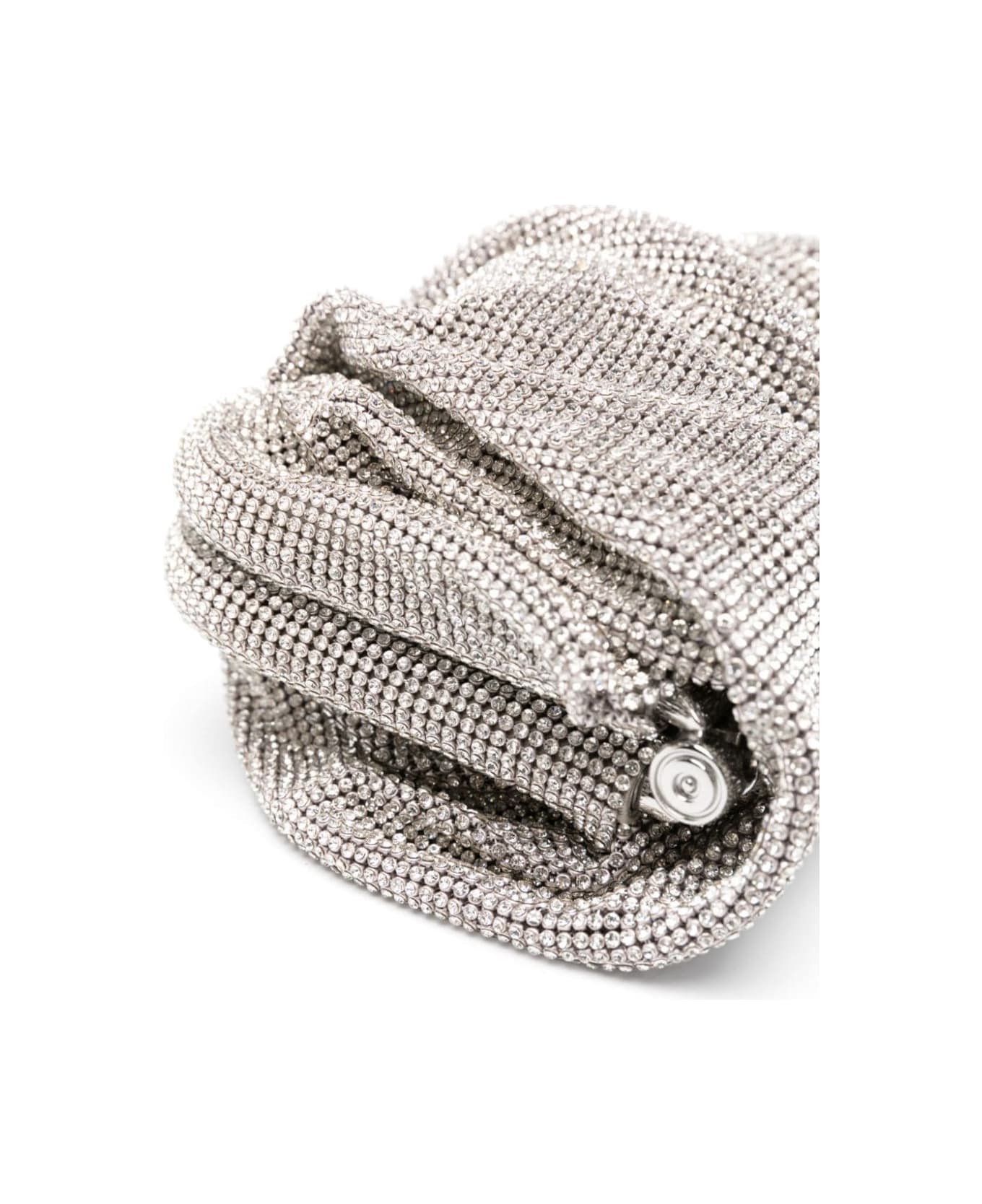 Benedetta Bruzziches 'venus La Petite' Silver Clutch Bag In Fabric With Allover Crystals Woman - Metallic