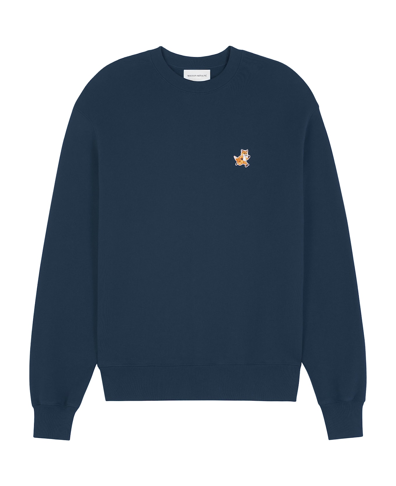 Maison Kitsuné Cotton Sweatshirt With Speedy Fox Patch - Blue