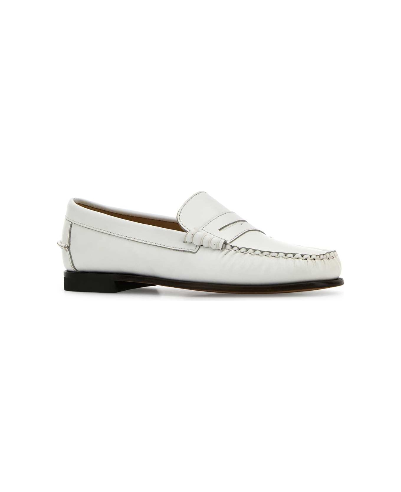 Sebago White Leather Danielle Pop Loafers - WHITE