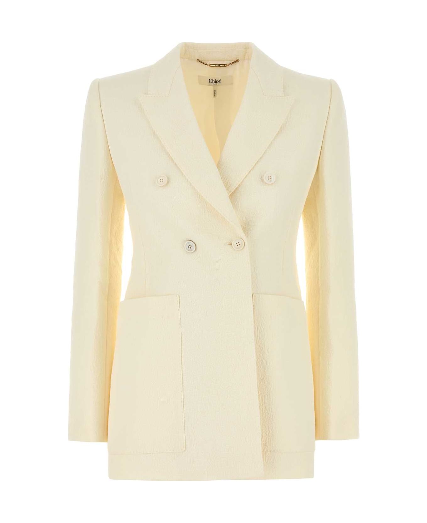 Chloé White Cotton Blend Blazer - COCONUTMILK