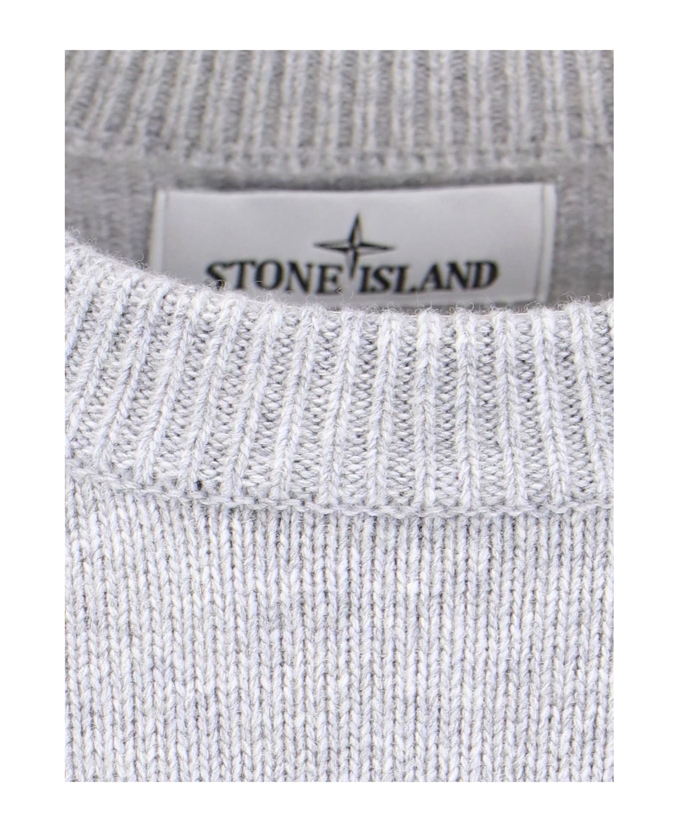 Stone Island Logo Patch Crewneck Knitted Jumper - Grey