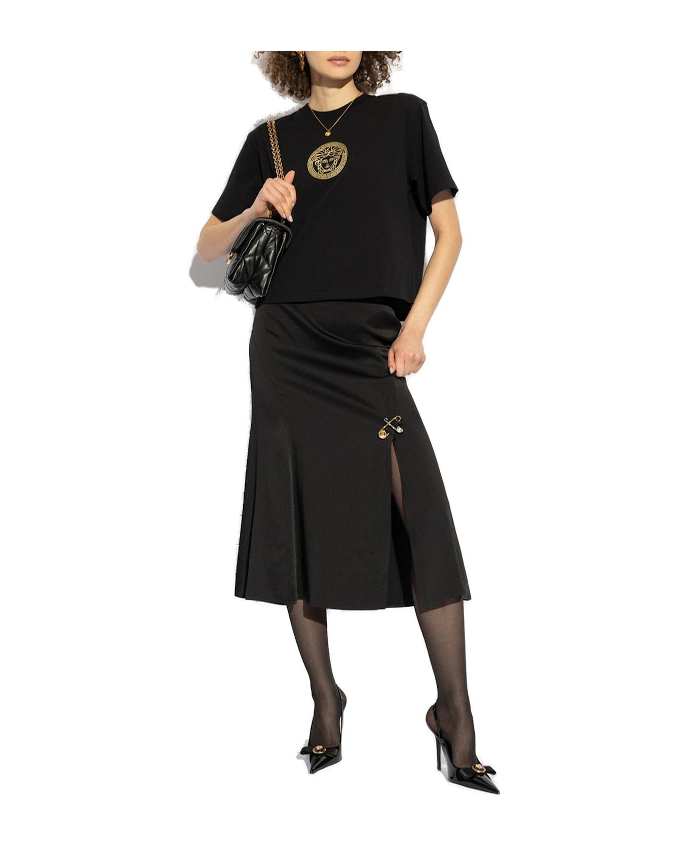 Versace Medusa Crop T-shirt - BLACK GOLD