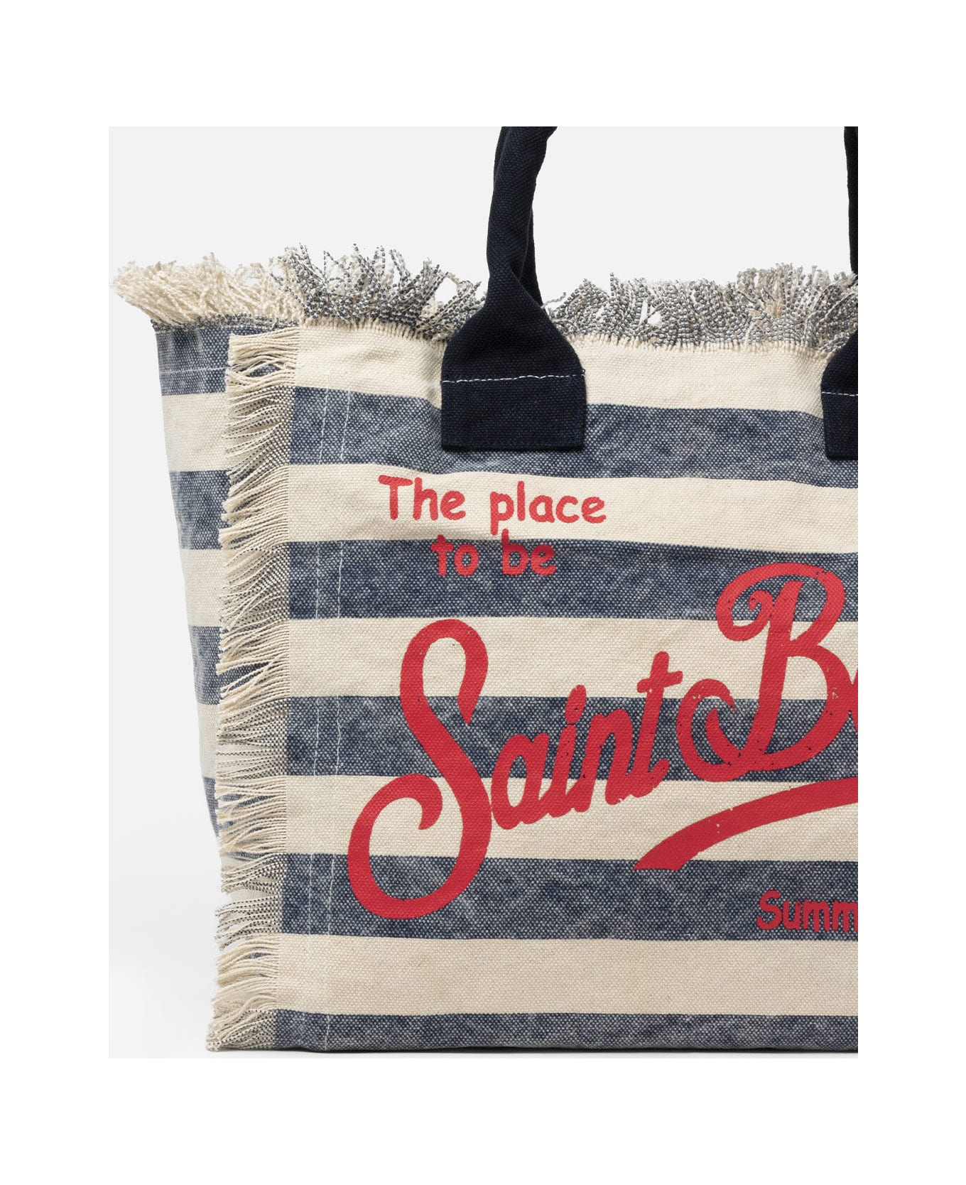 MC2 Saint Barth Blue Striped Cotton Canvas Vanity Tote Bag - BLUE