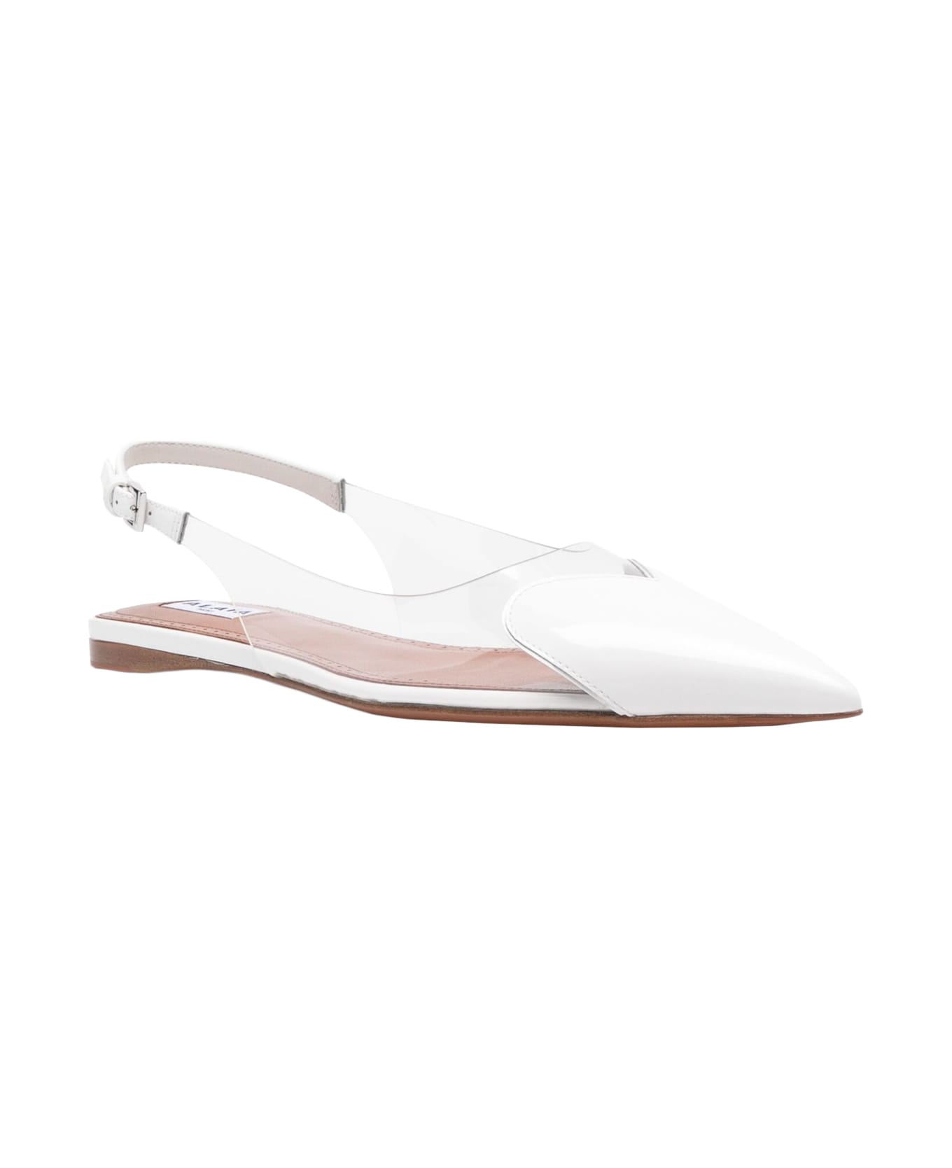 Alaia White Le Coeur Flat Slingbacks - White