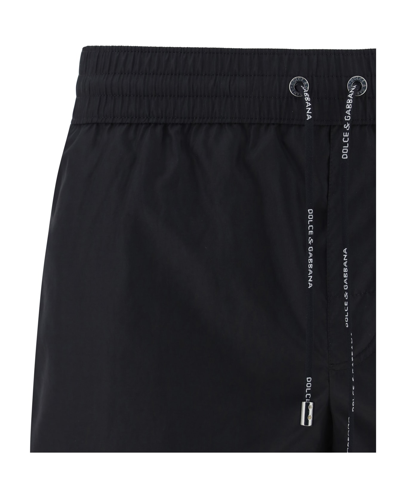 Dolce & Gabbana Swim Shorts With Metal Logo Plate - black 水着