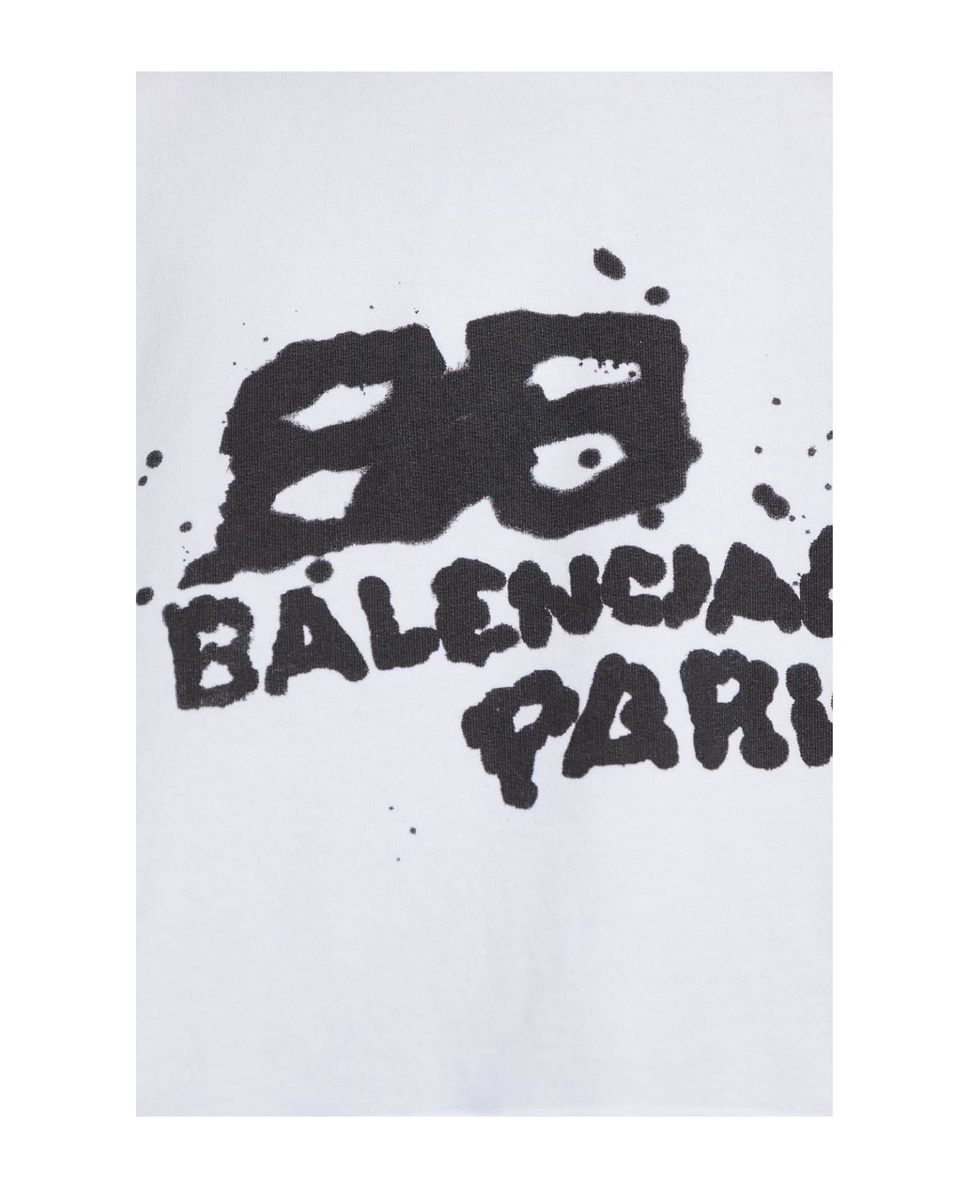 Balenciaga Graffiti Logo Printed Hoodie - White Black