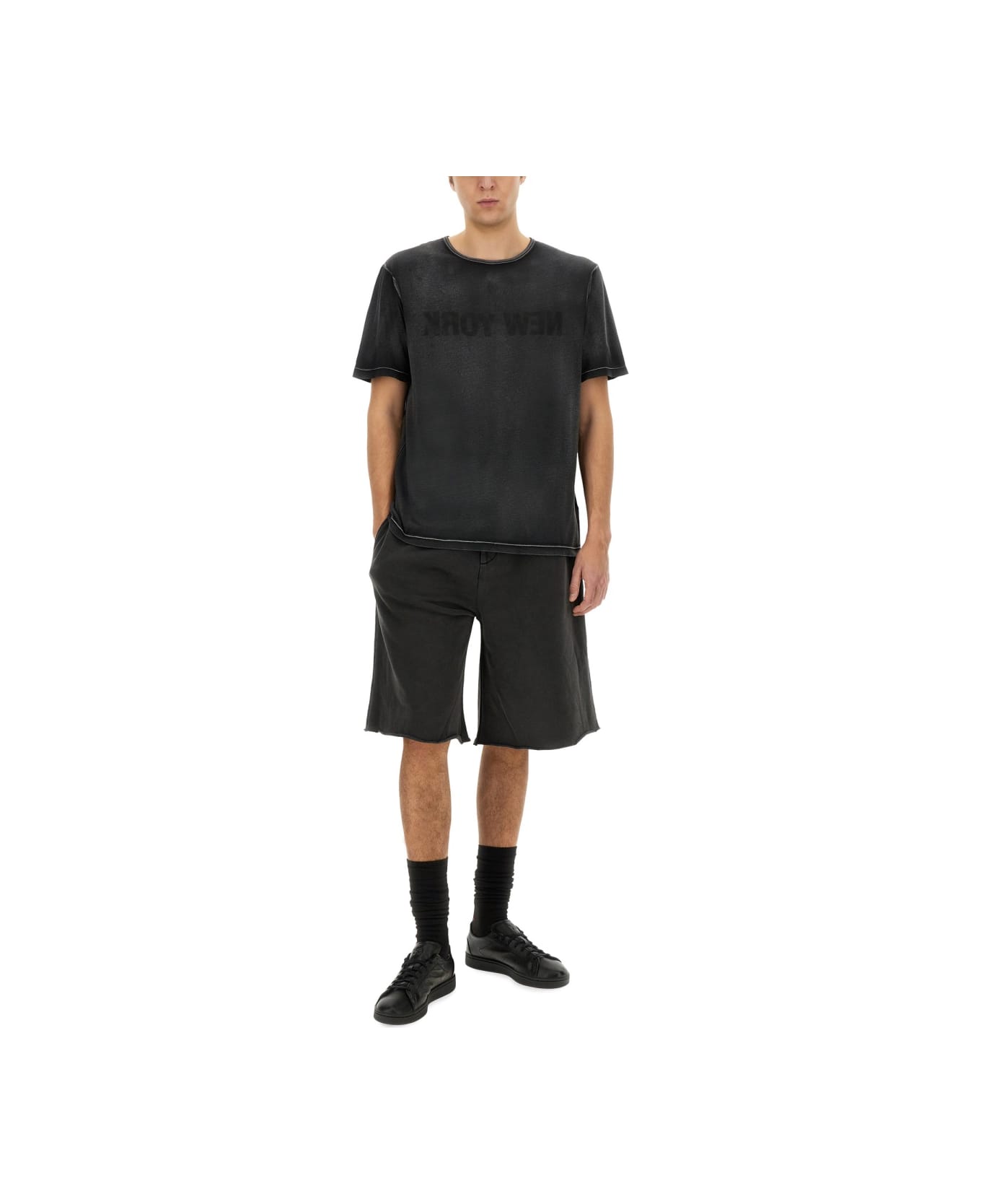 Helmut Lang "garment-dyed" Shorts - BLACK