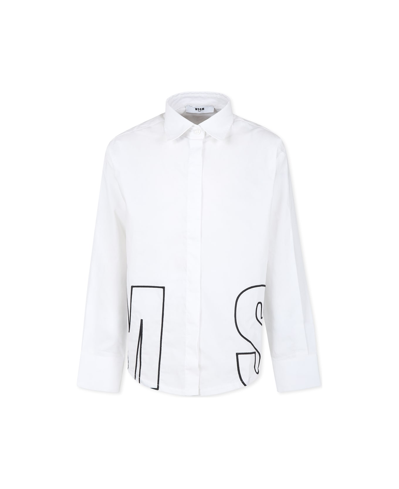 MSGM White Shirt For Girl With Logo - White