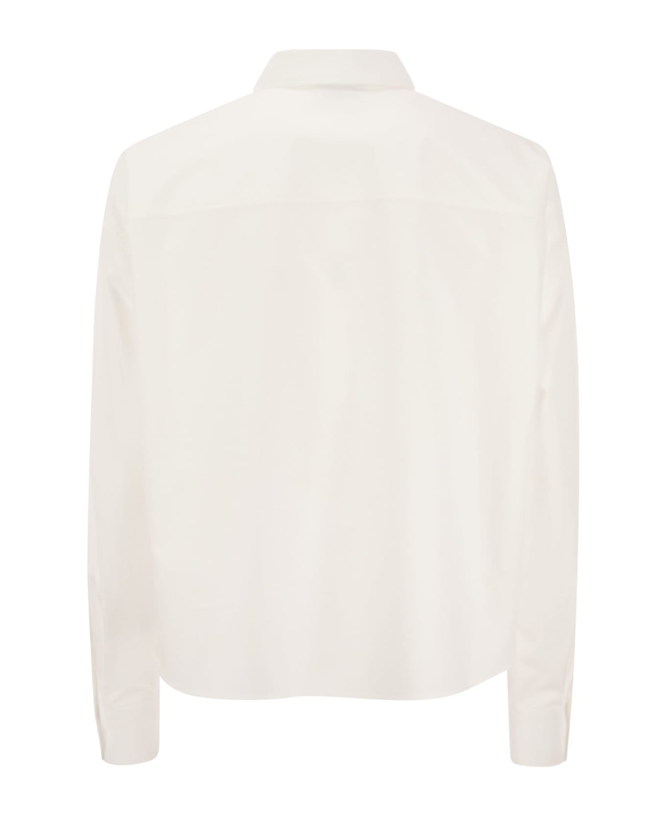 RED Valentino Cropped Shirt In Cotton Poplin - White