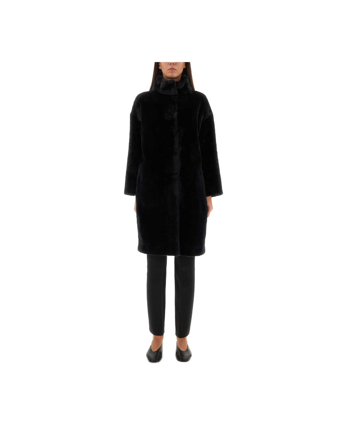 Herno Eco Fur Coat - BLACK