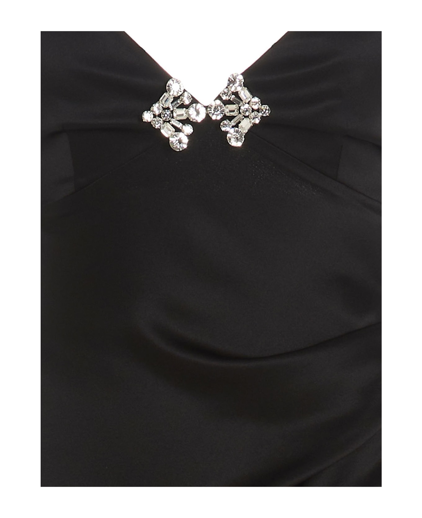 Alessandra Rich Crystal Silk Dress - Black  