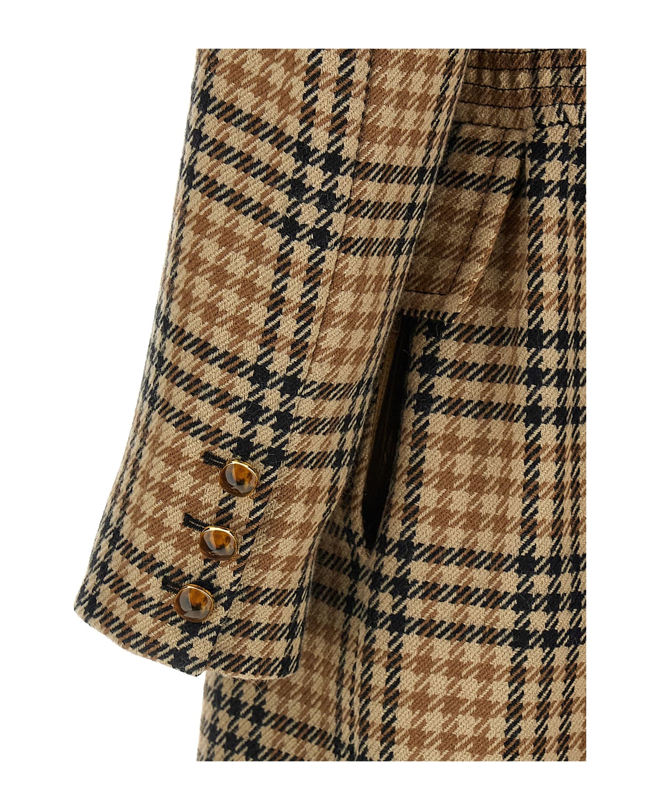 Valentino Garavani Houndstooth Wool Coat - Brown