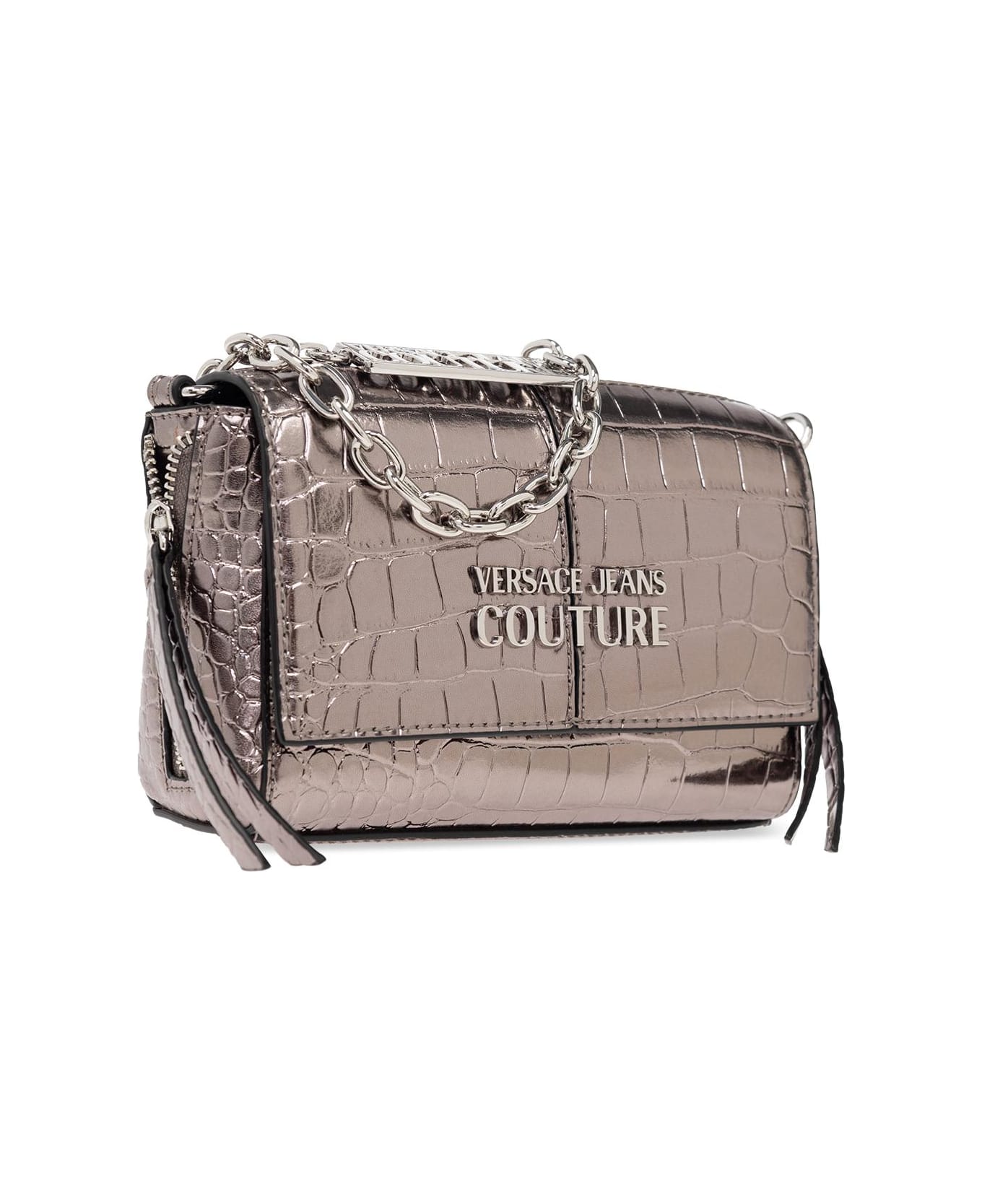 Versace Jeans Couture Jeans Couture Metallic Croco Shoulder Bag - Gun Metal