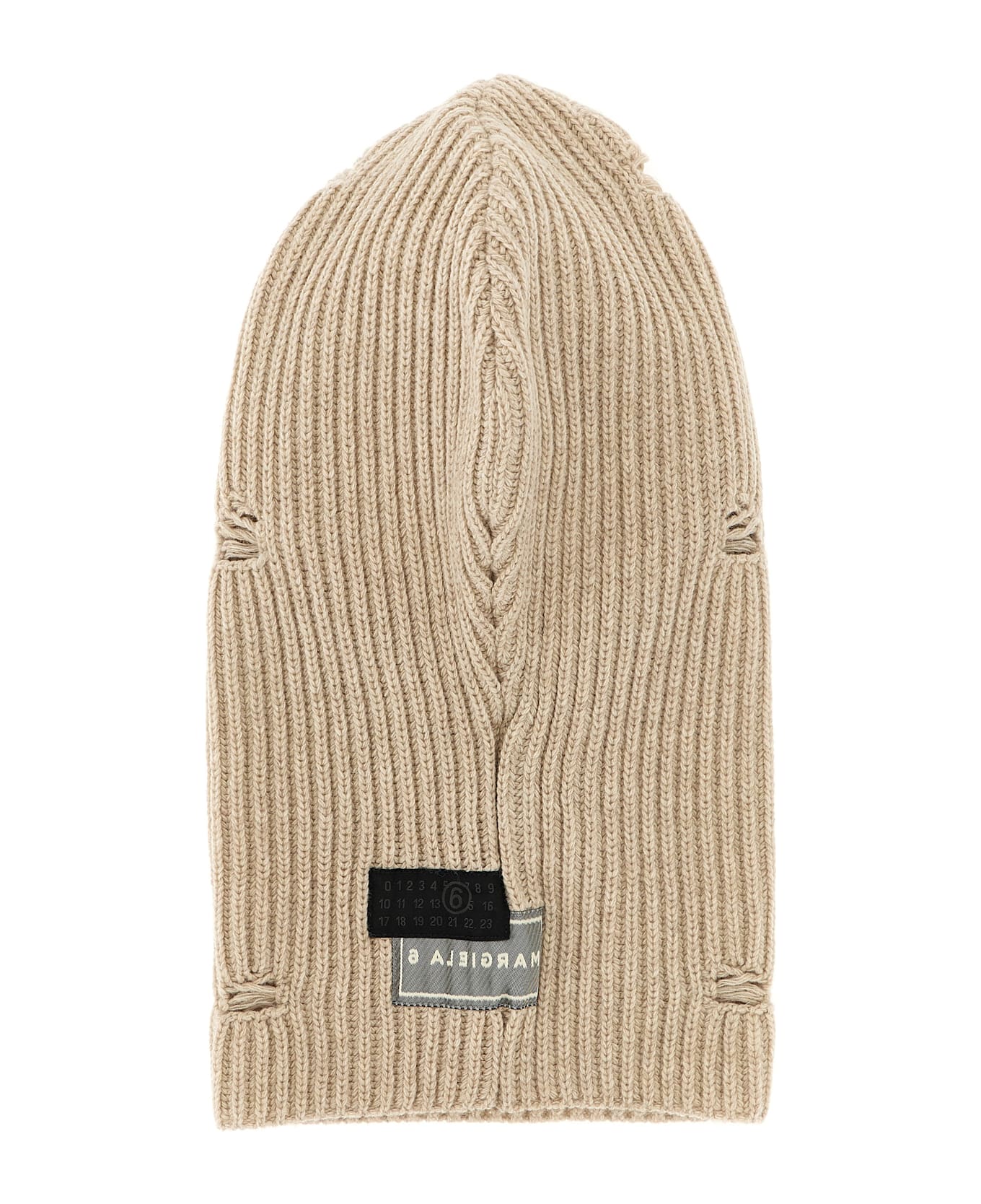 MM6 Maison Margiela Distressed Wool Balaclava - Beige