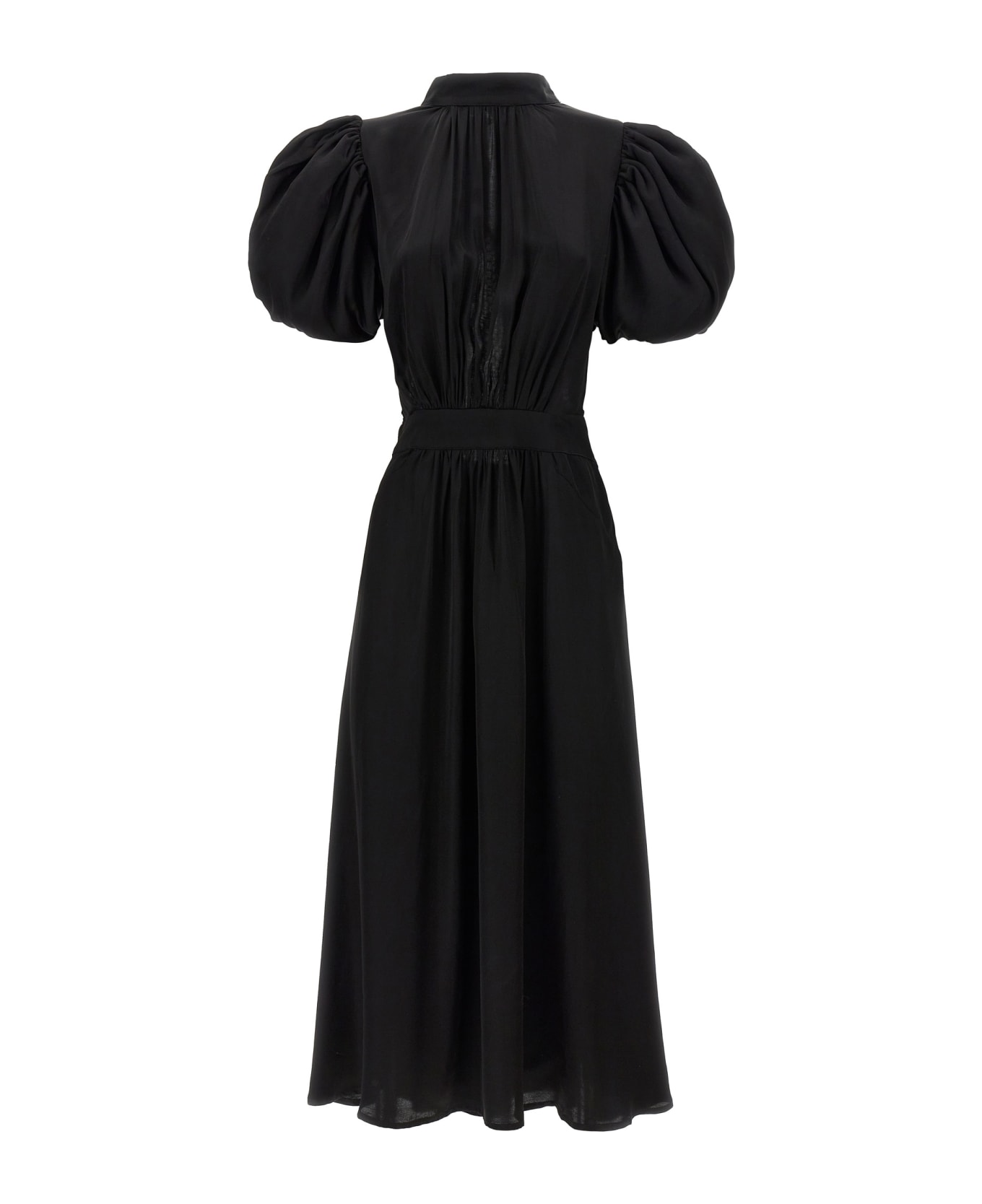 Rotate by Birger Christensen Puff Sleeve Midi Dress - Black