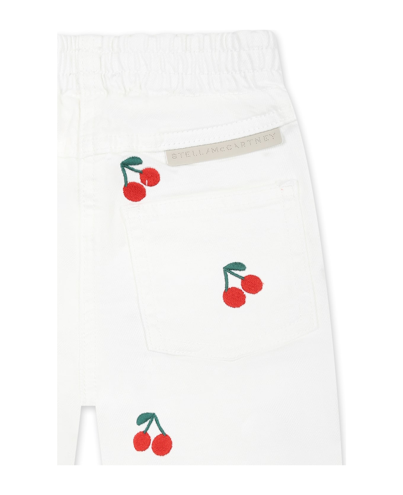 Stella McCartney Kids White Jeans For Girl With Cherries - White