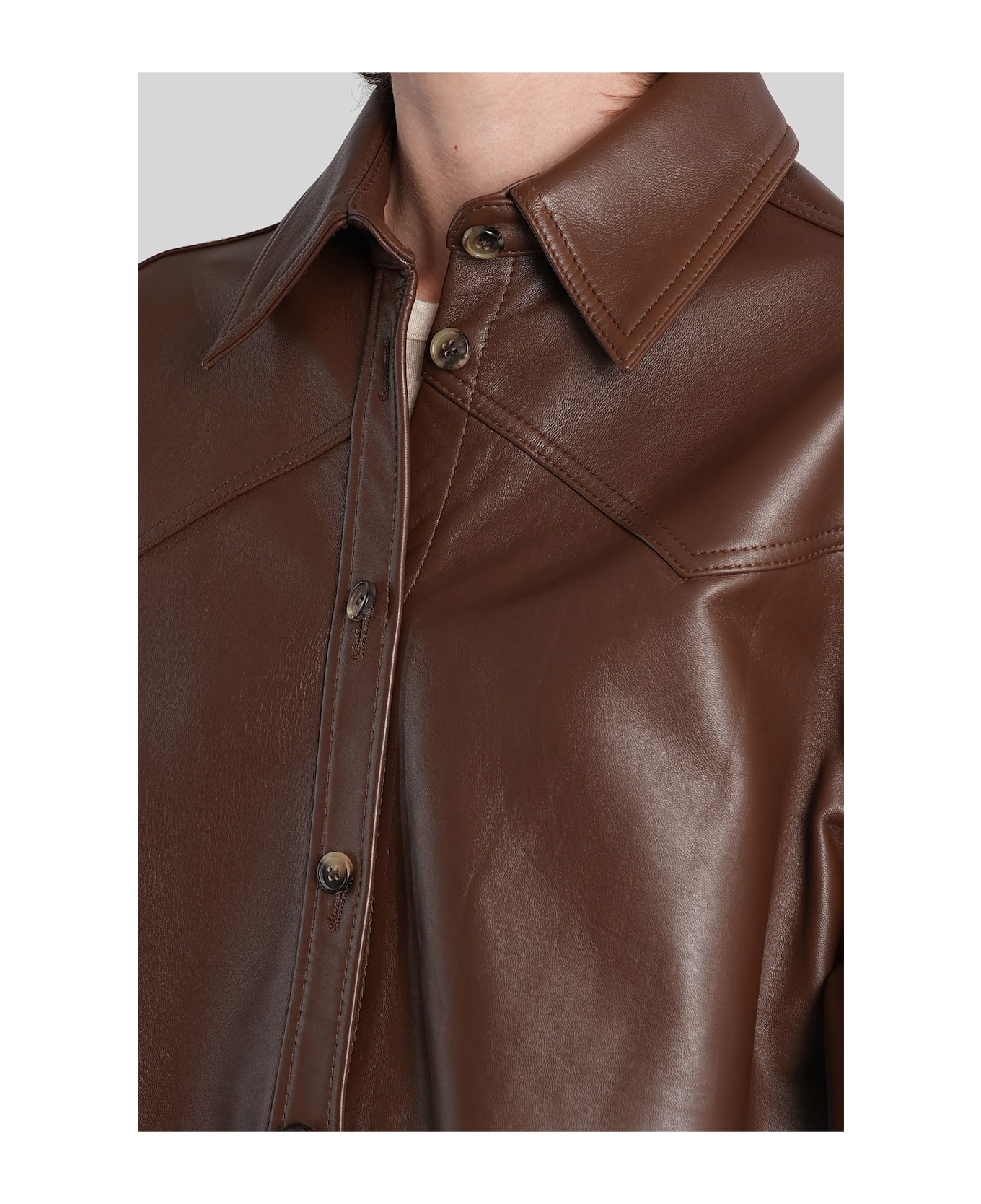 Haikure Belty Leather Jacket In Brown Leather - brown