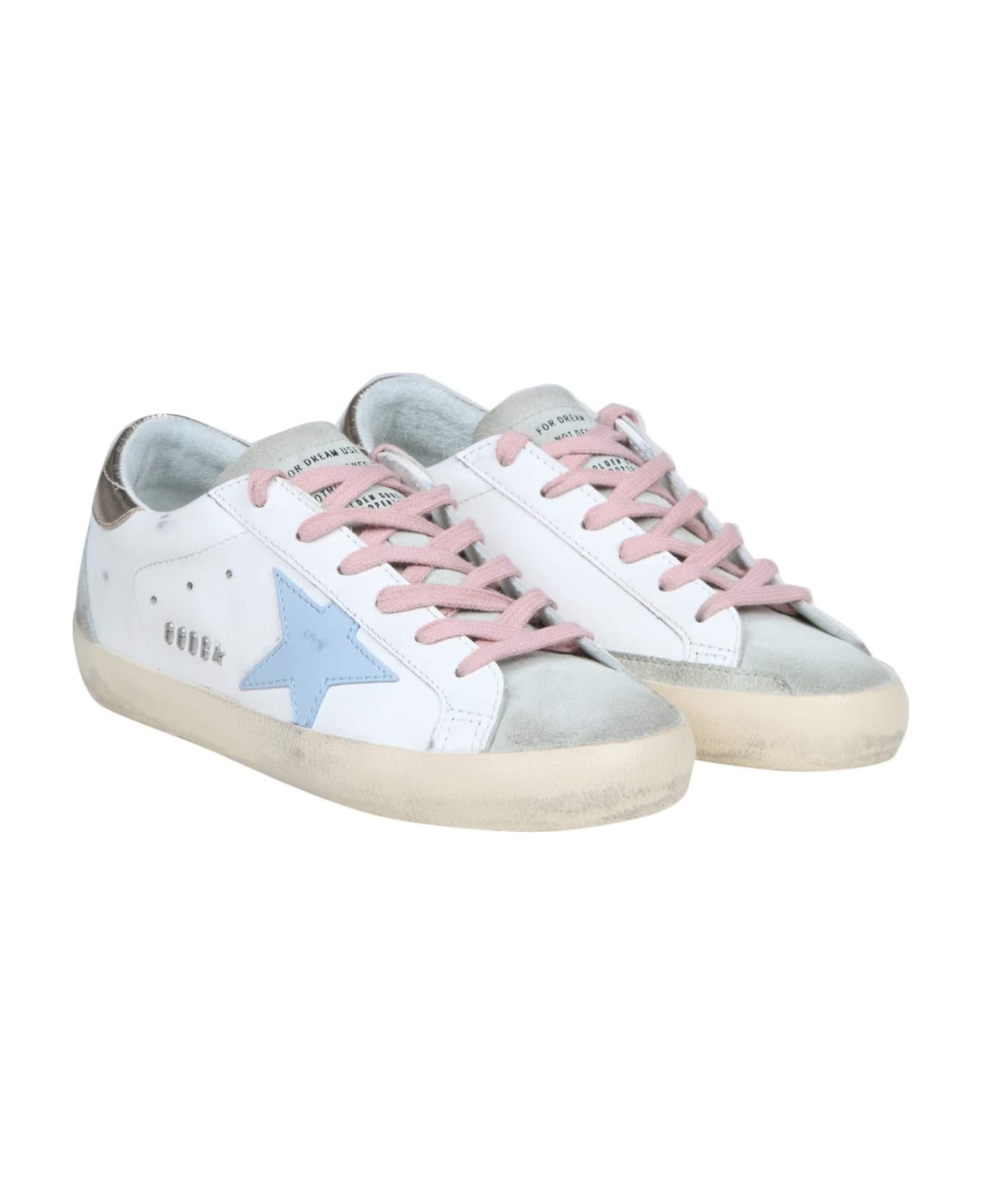 Golden Goose Super Star Sneakers In White Leather - White/Platinum
