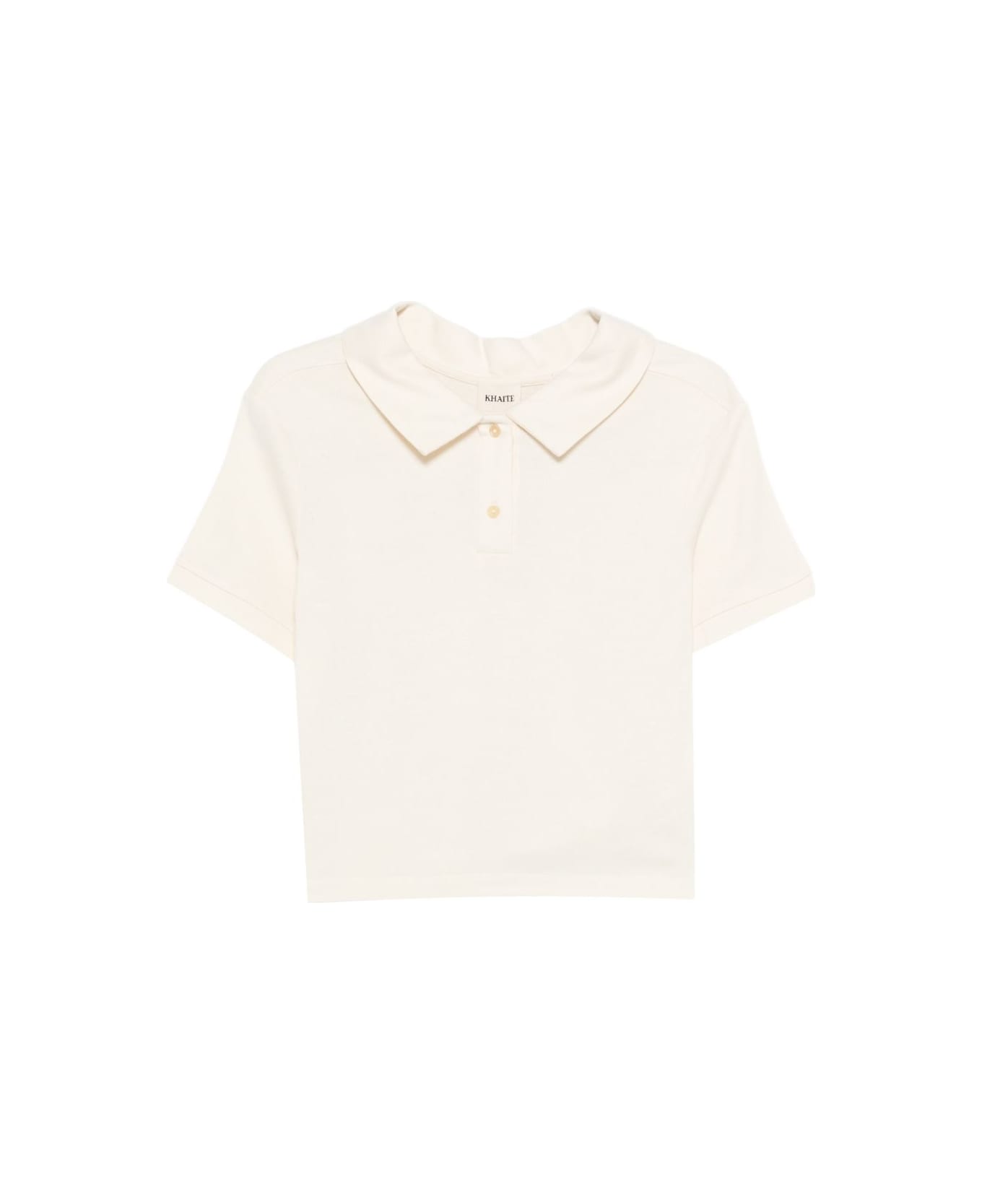 Khaite Jasna Silk Polo Shirt - Beige