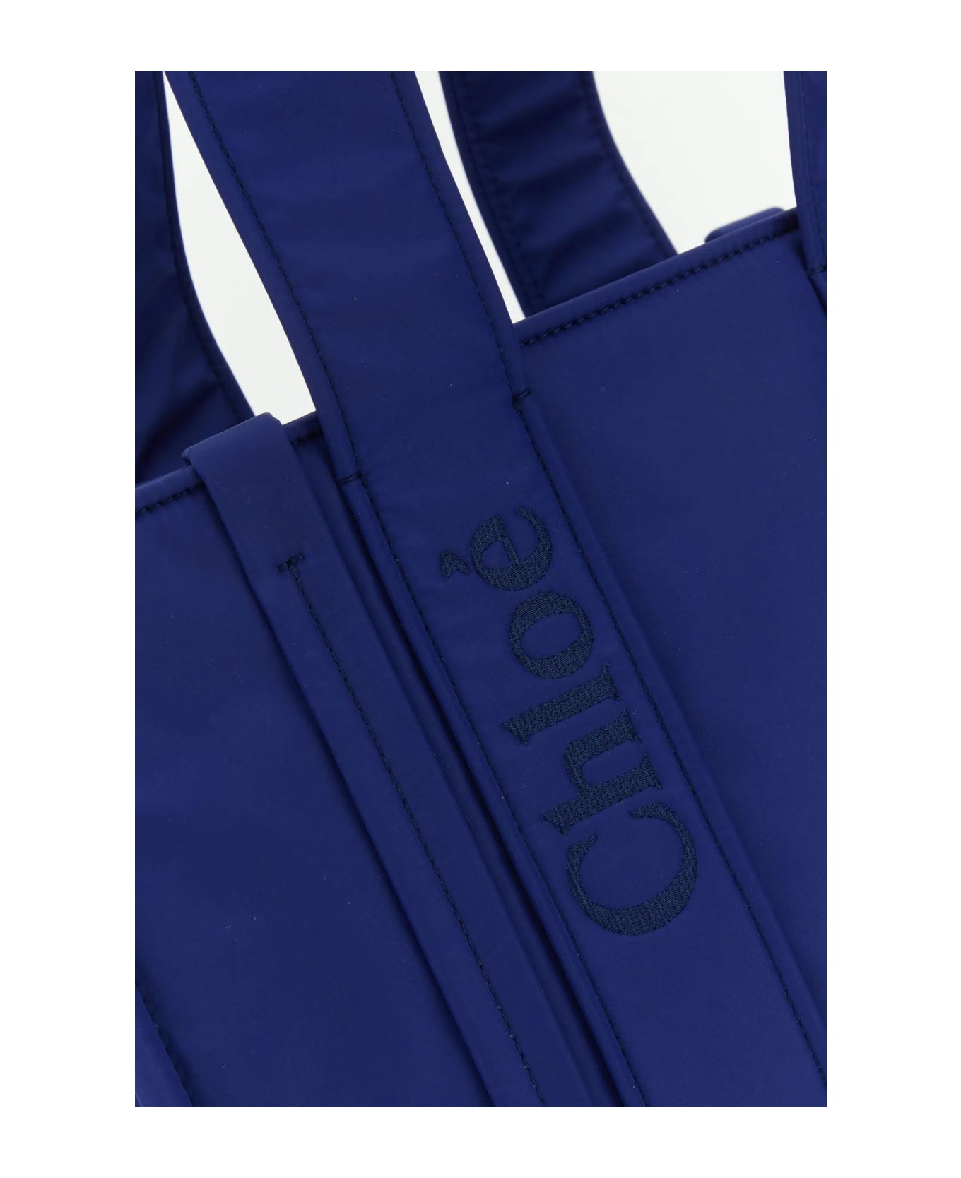 Chloé Electric Blue Nylon Medium Woody Shopping Bag - Blue
