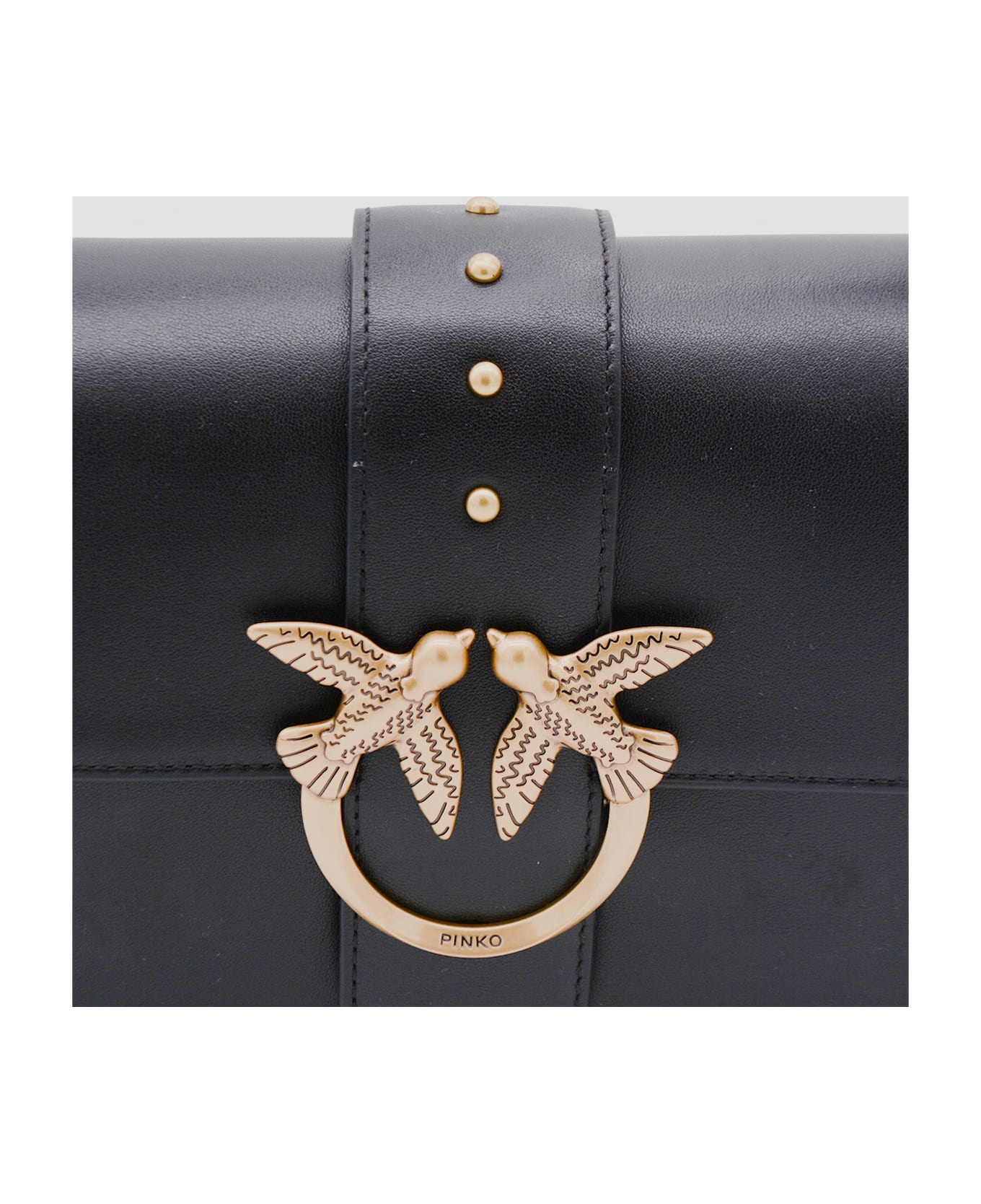 Pinko Black Leather Shoulder Bag - Black
