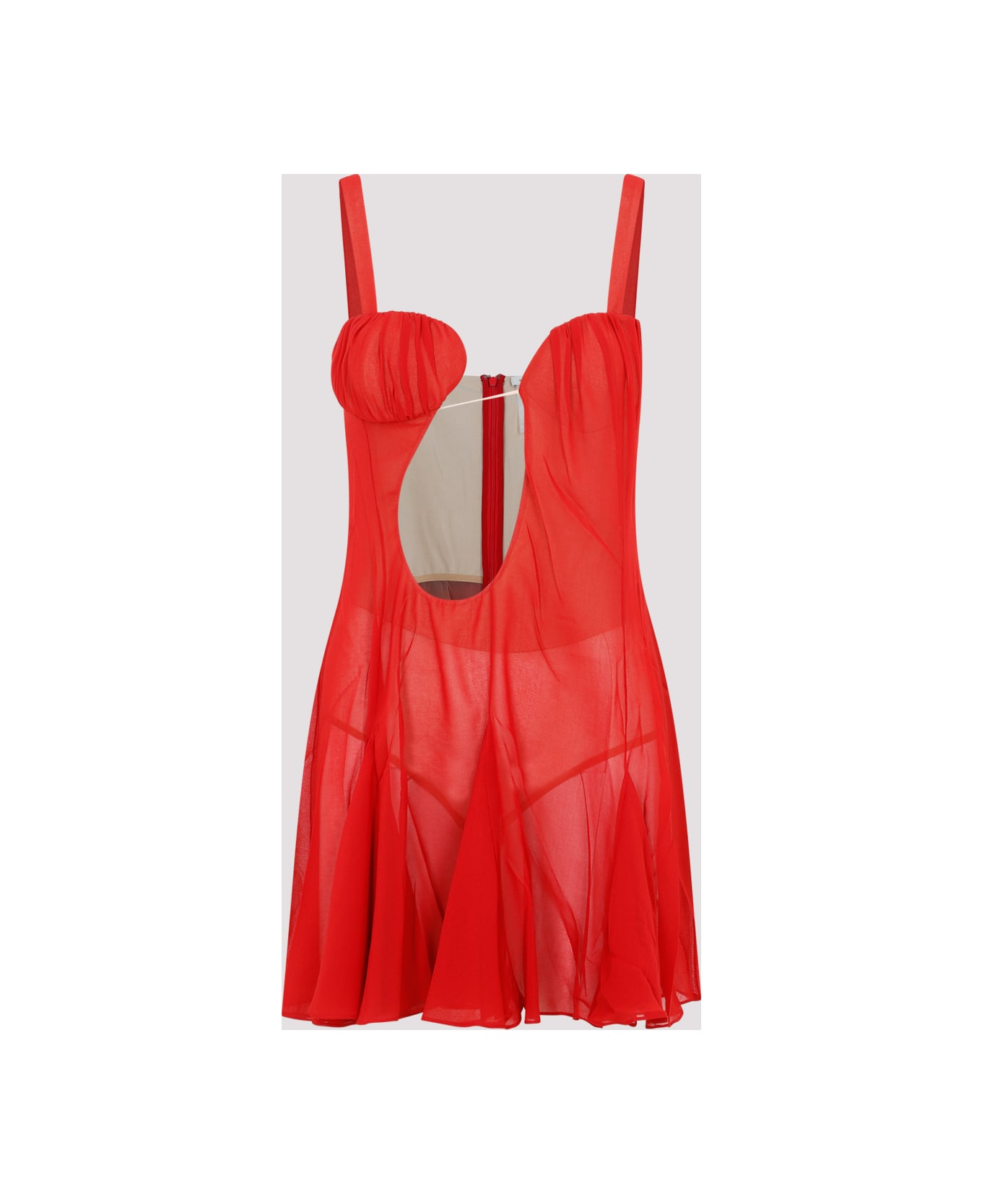 Nensi Dojaka Asymmetrical Panel Godet Mini Dress - Red