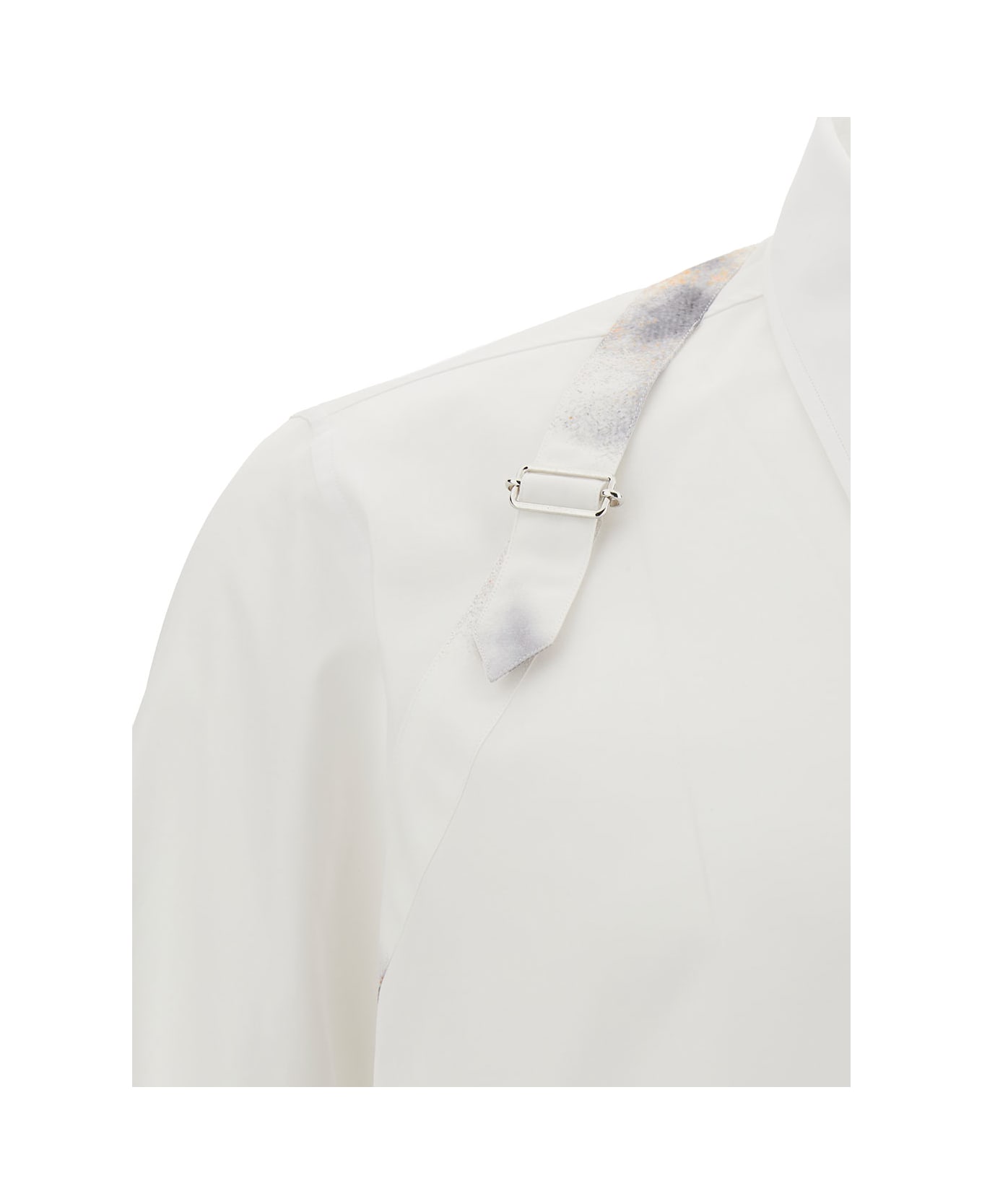 Alexander McQueen White Shirt With Printed Harness In Cotton Man - Optical white