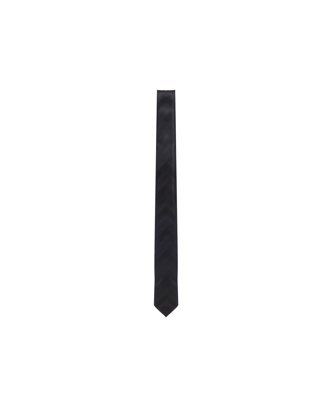 Saint Laurent Striped Tie - BLACK/BLACK