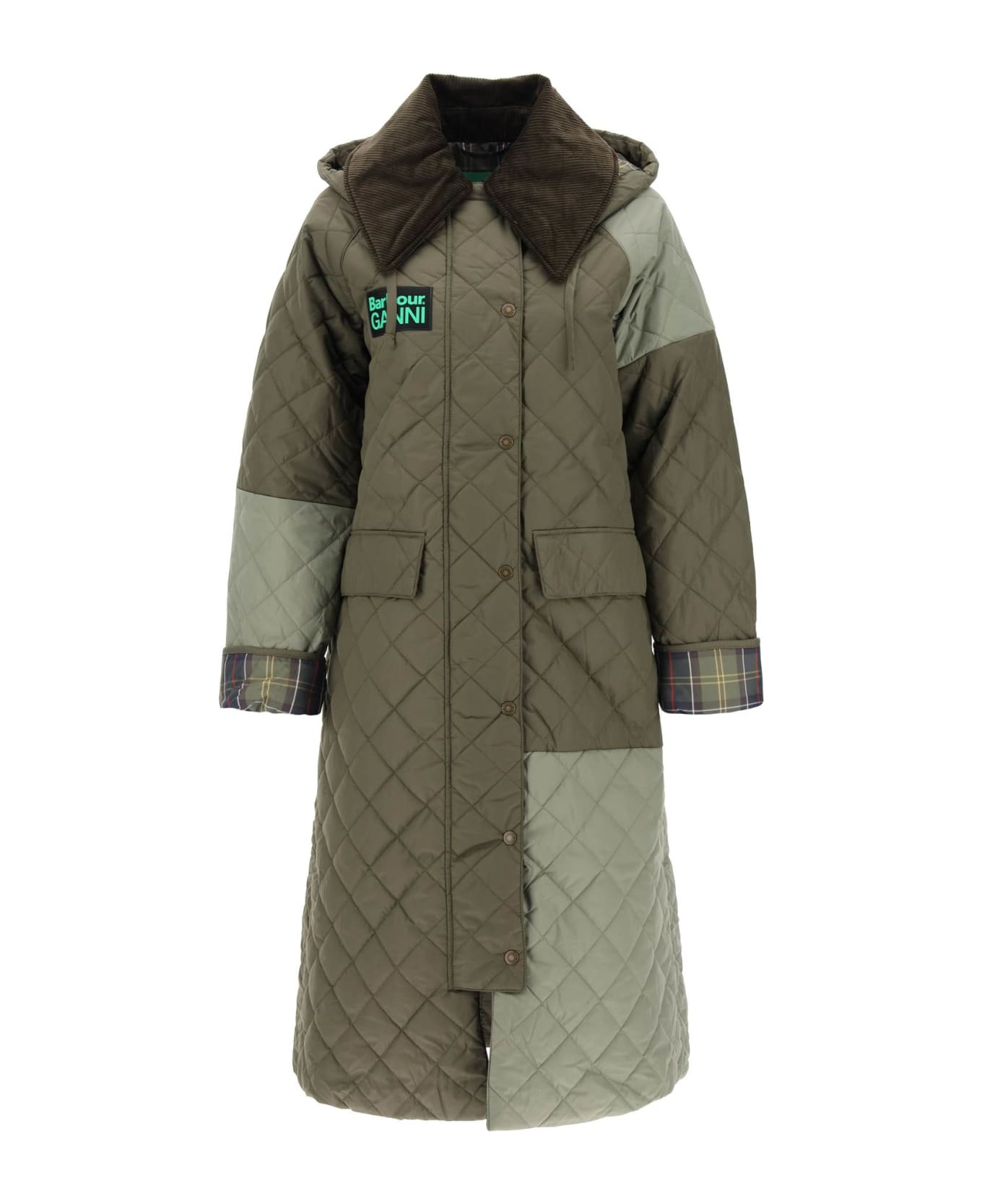 Barbour 'quilted Burghley' Long Down Jacket - FERN LT MOSS CLASSIC (Green)