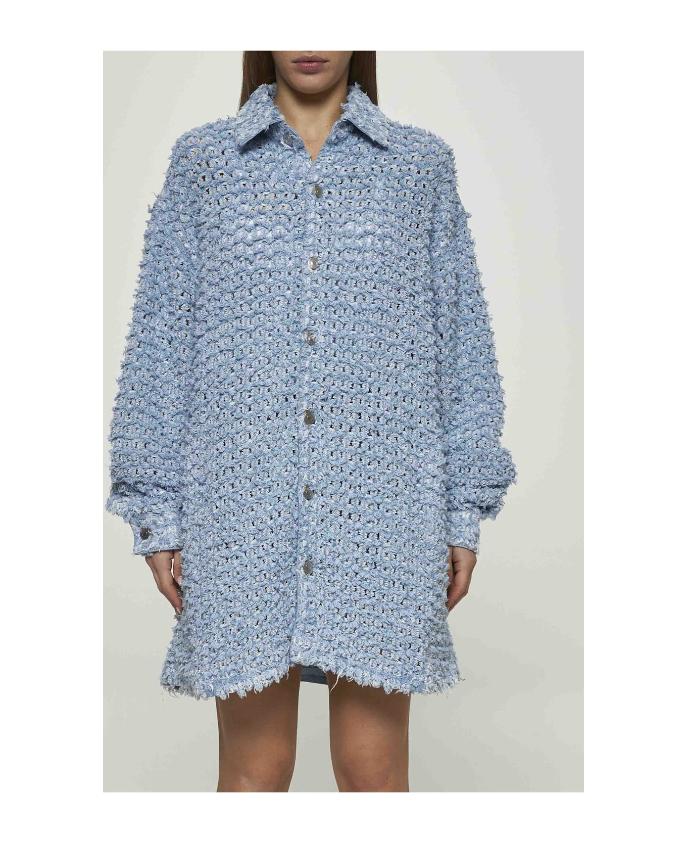 Stella McCartney Light Blue Bouclé Denim Shirt - Blu