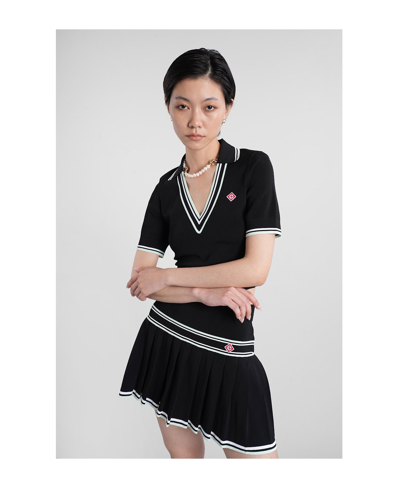 Casablanca Polo In Black Viscose - black