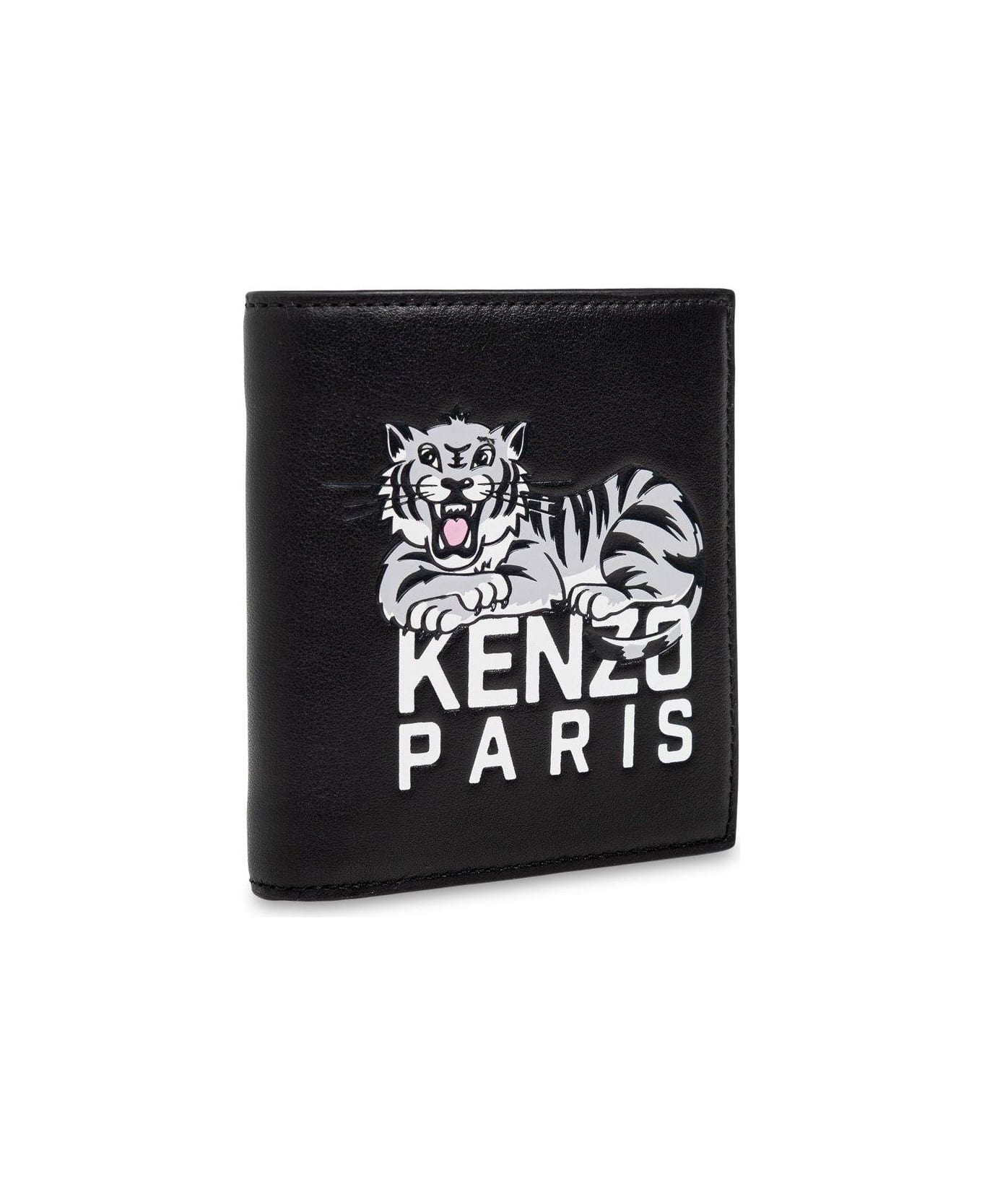Kenzo Varsity Logo Detailed Mini Wallet - BLACK