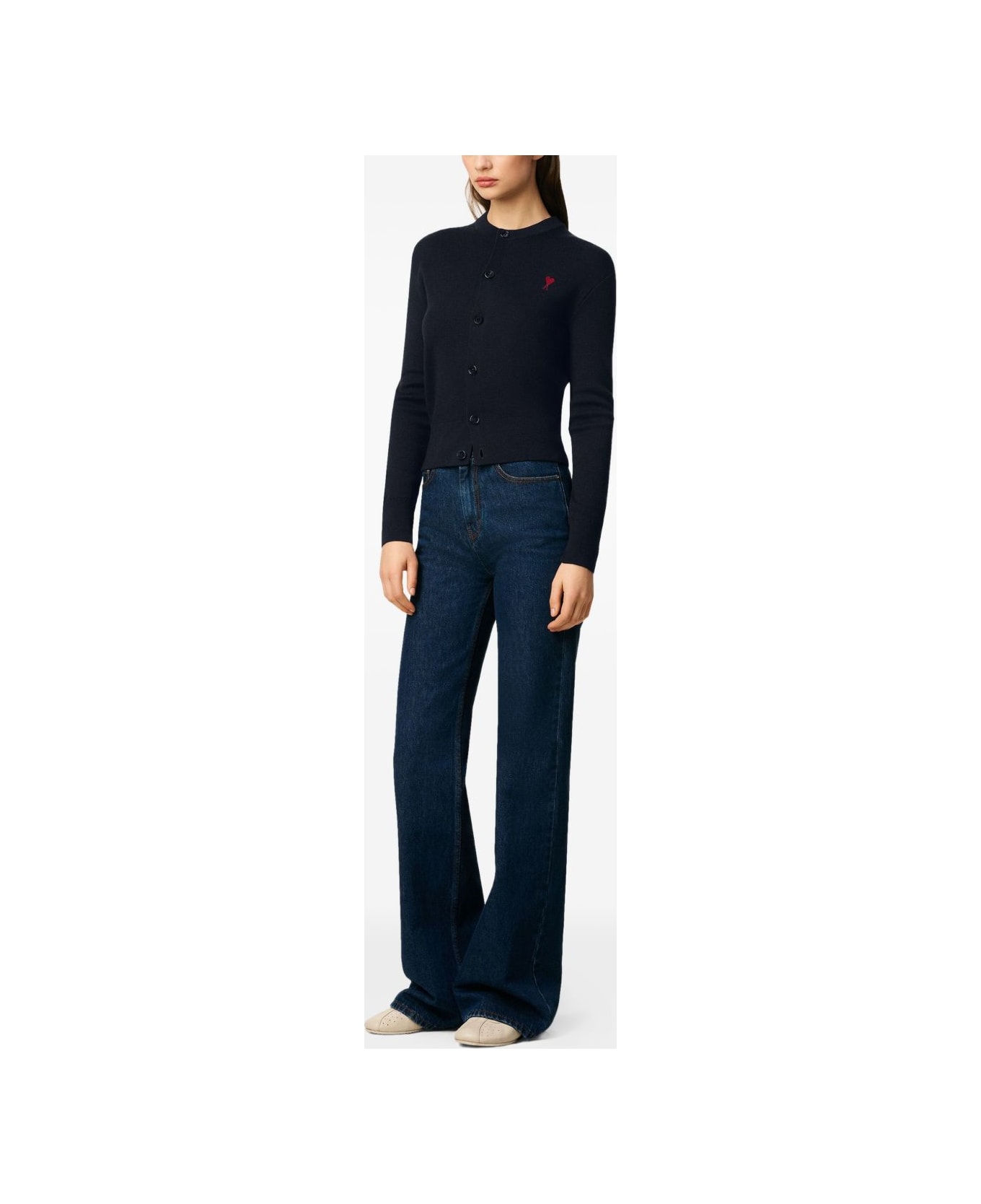 Ami Alexandre Mattiussi Ami De Coeur Wool Cardigan - Blue